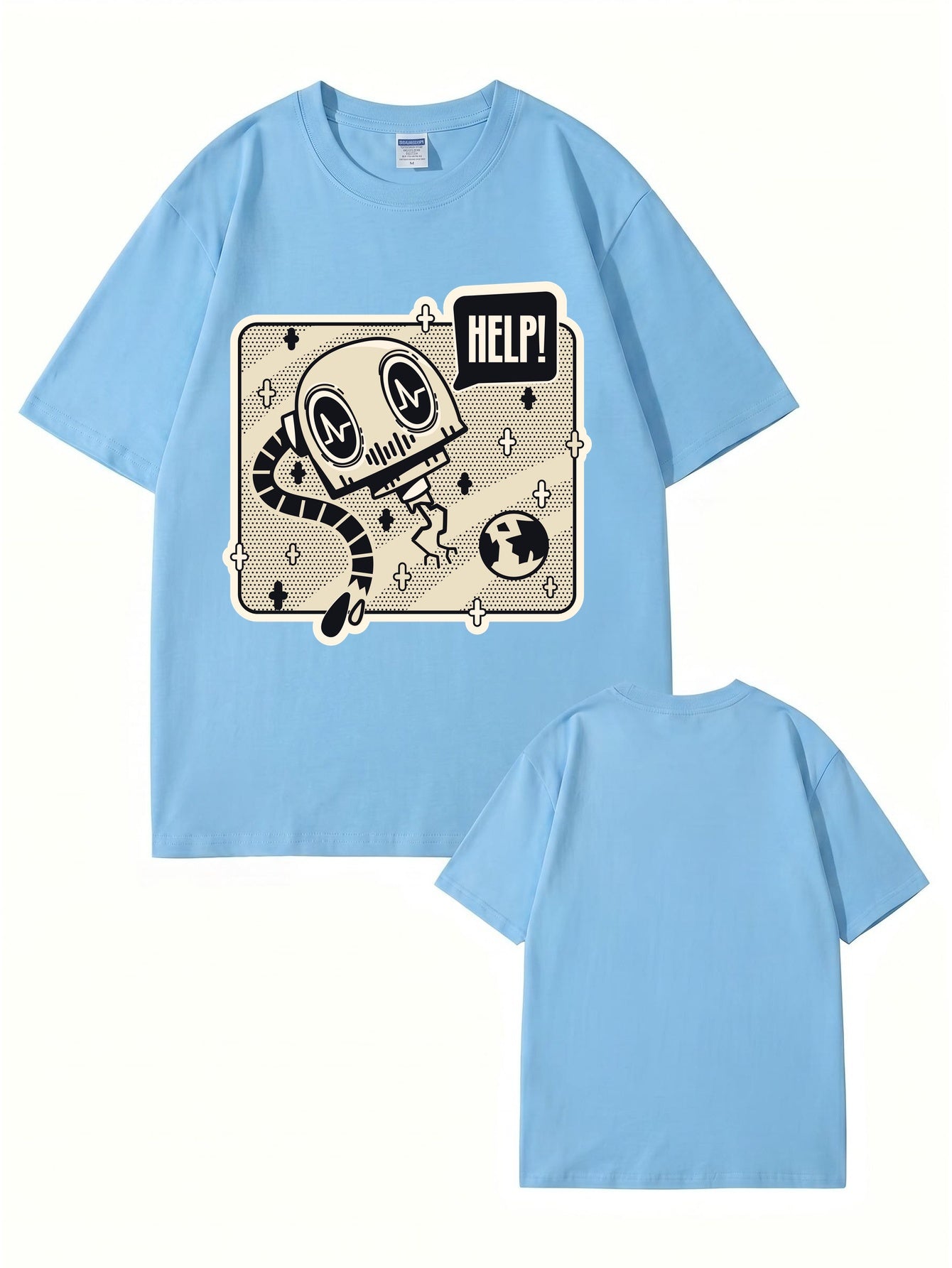 Help! Robot Graphic Print T-Shirt - Premium 200gsm Cotton Streetwear