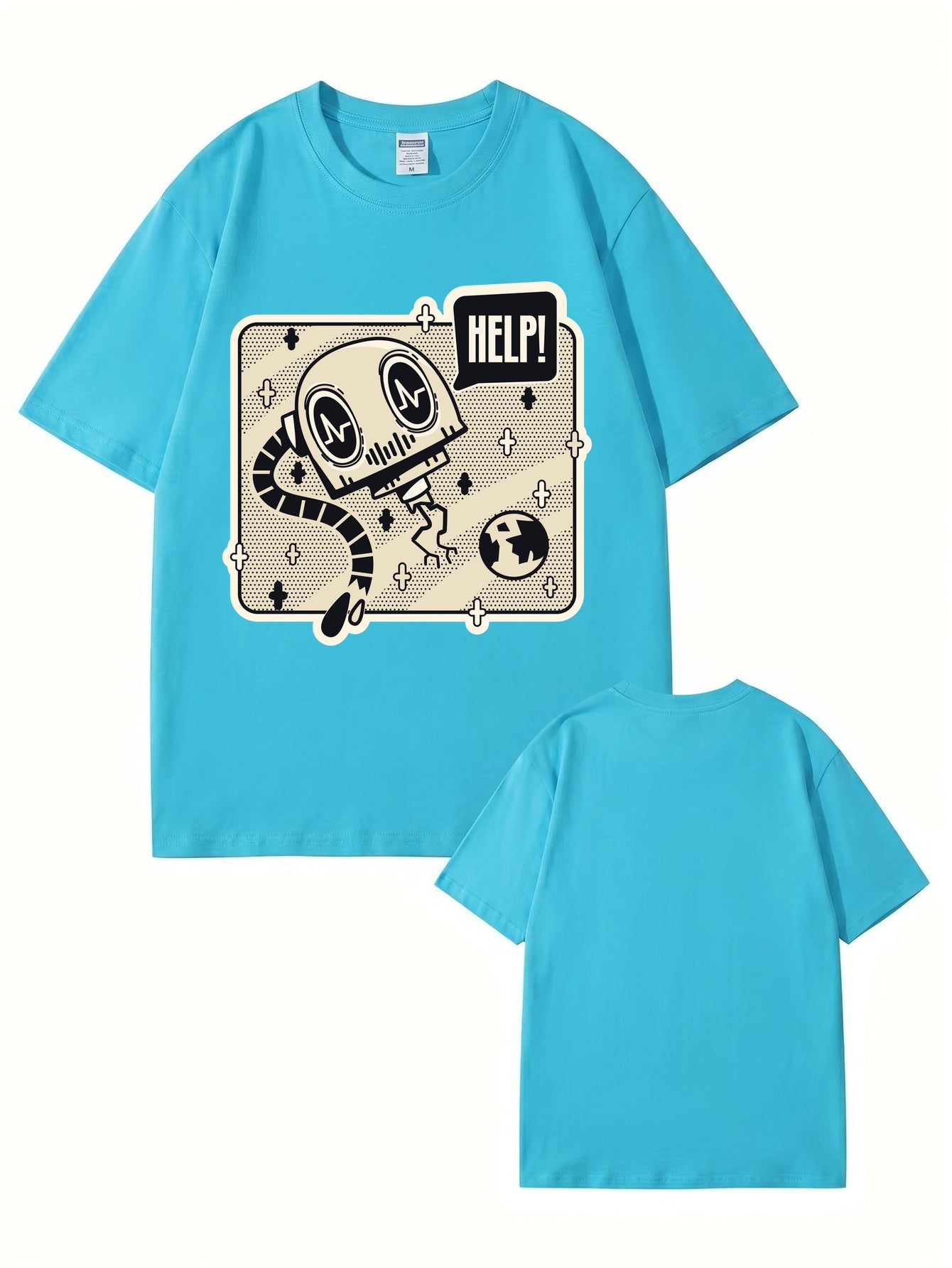 Help! Robot Graphic Print T-Shirt - Premium 200gsm Cotton Streetwear