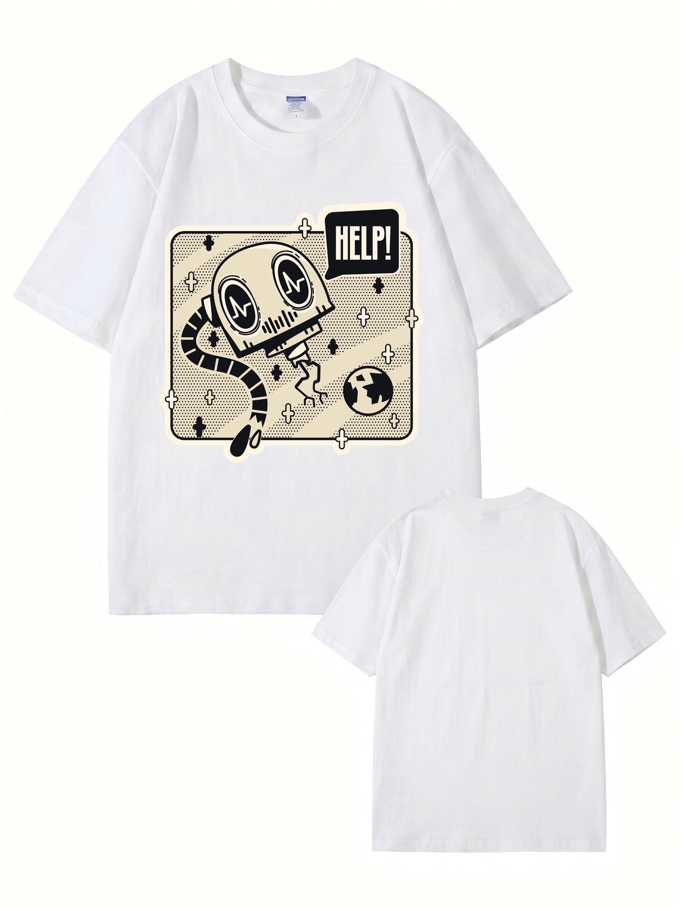 Help! Robot Graphic Print T-Shirt - Premium 200gsm Cotton Streetwear