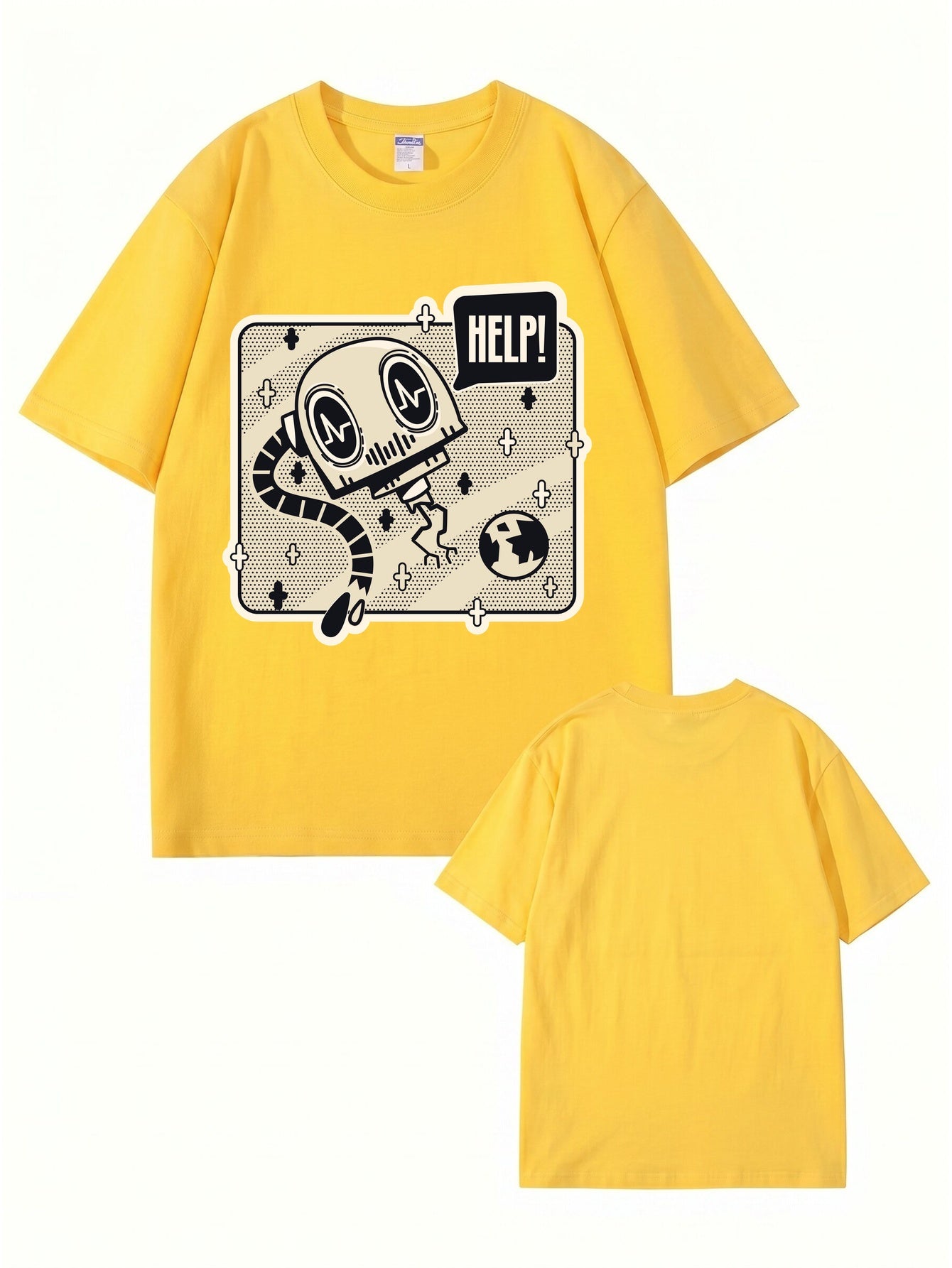 Help! Robot Graphic Print T-Shirt - Premium 200gsm Cotton Streetwear