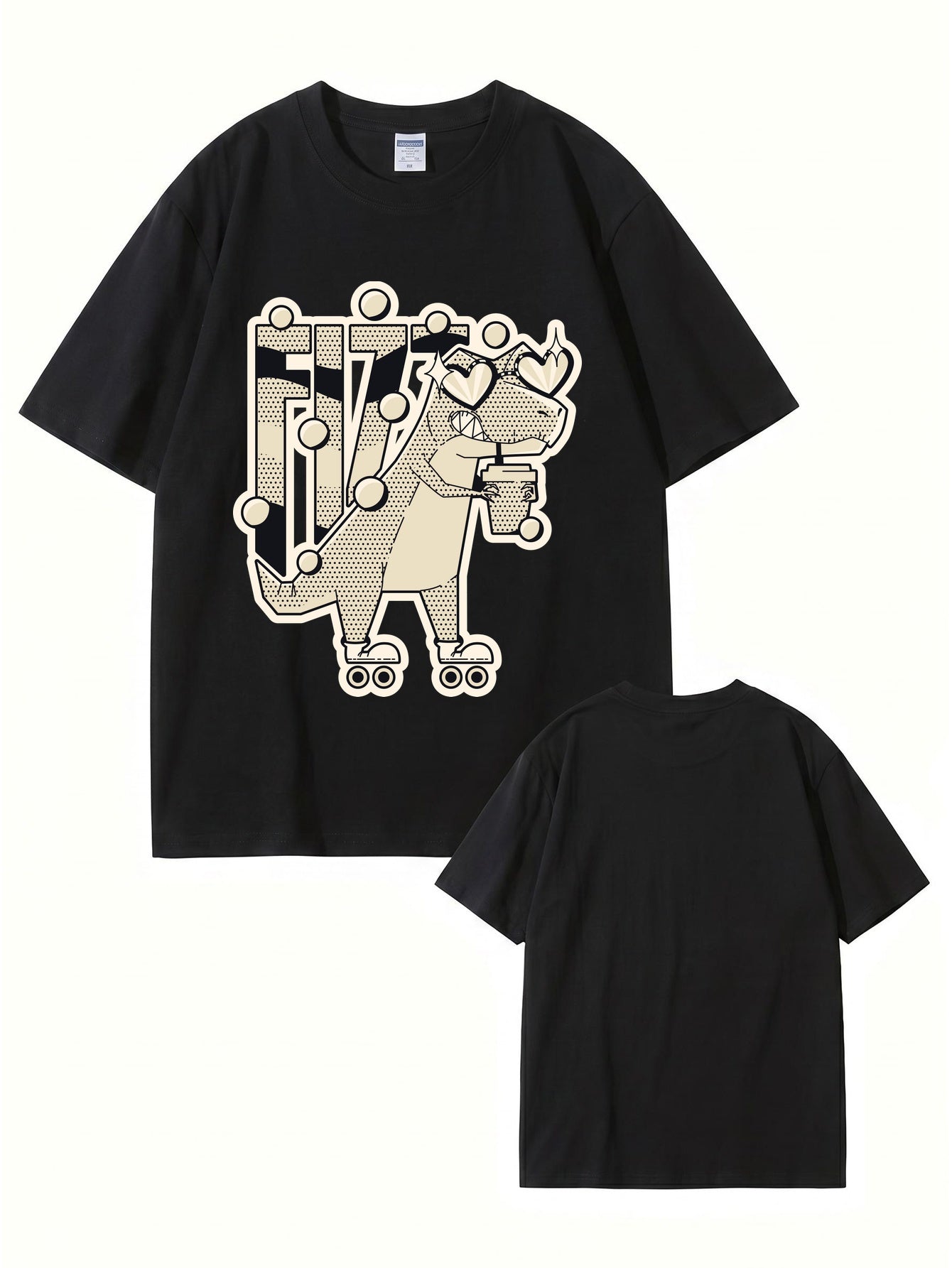 Retro Roller Skating Dinosaur Graphic Tee - Fun Fizzy Dino Print T-Shirt