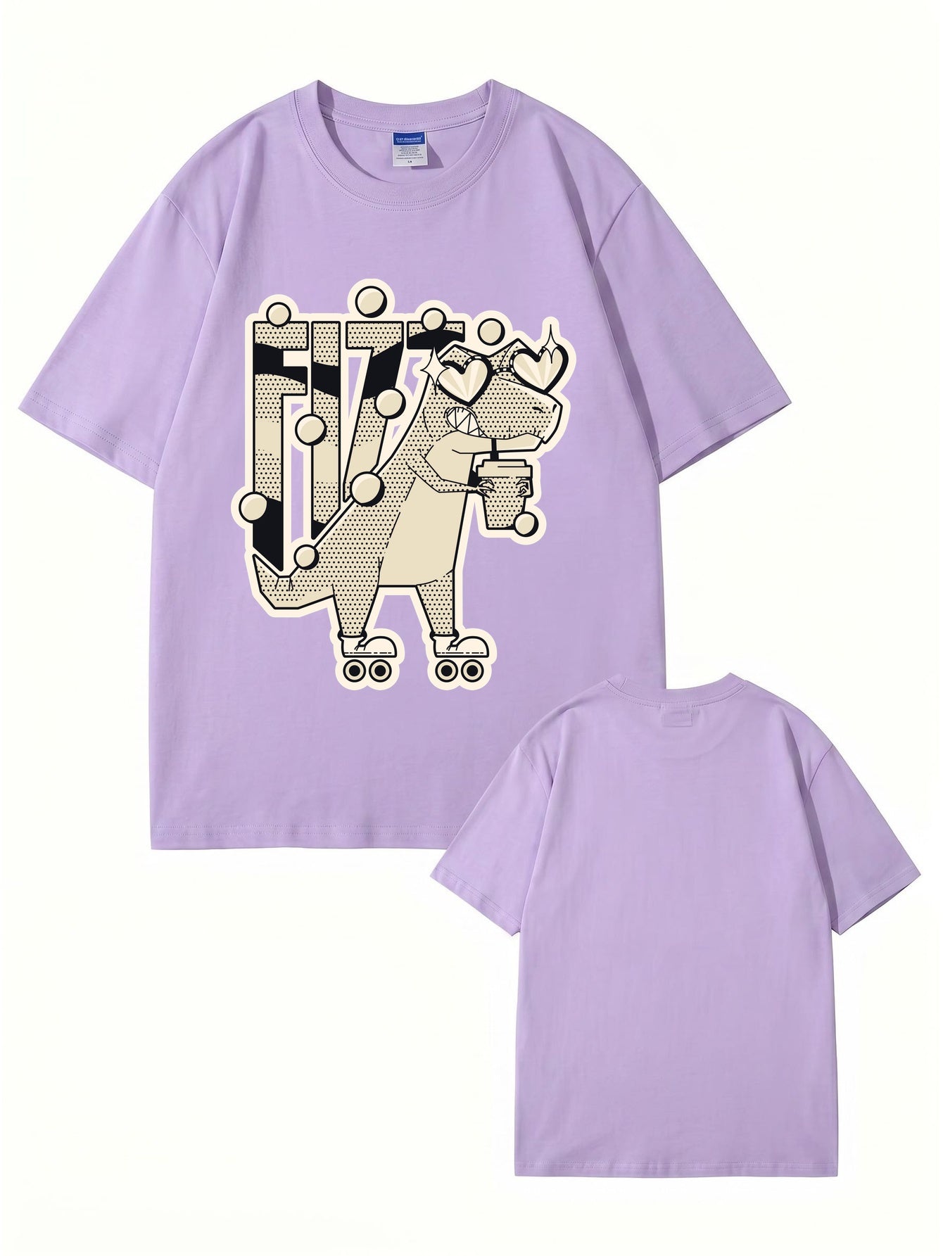 Retro Roller Skating Dinosaur Graphic Tee - Fun Fizzy Dino Print T-Shirt