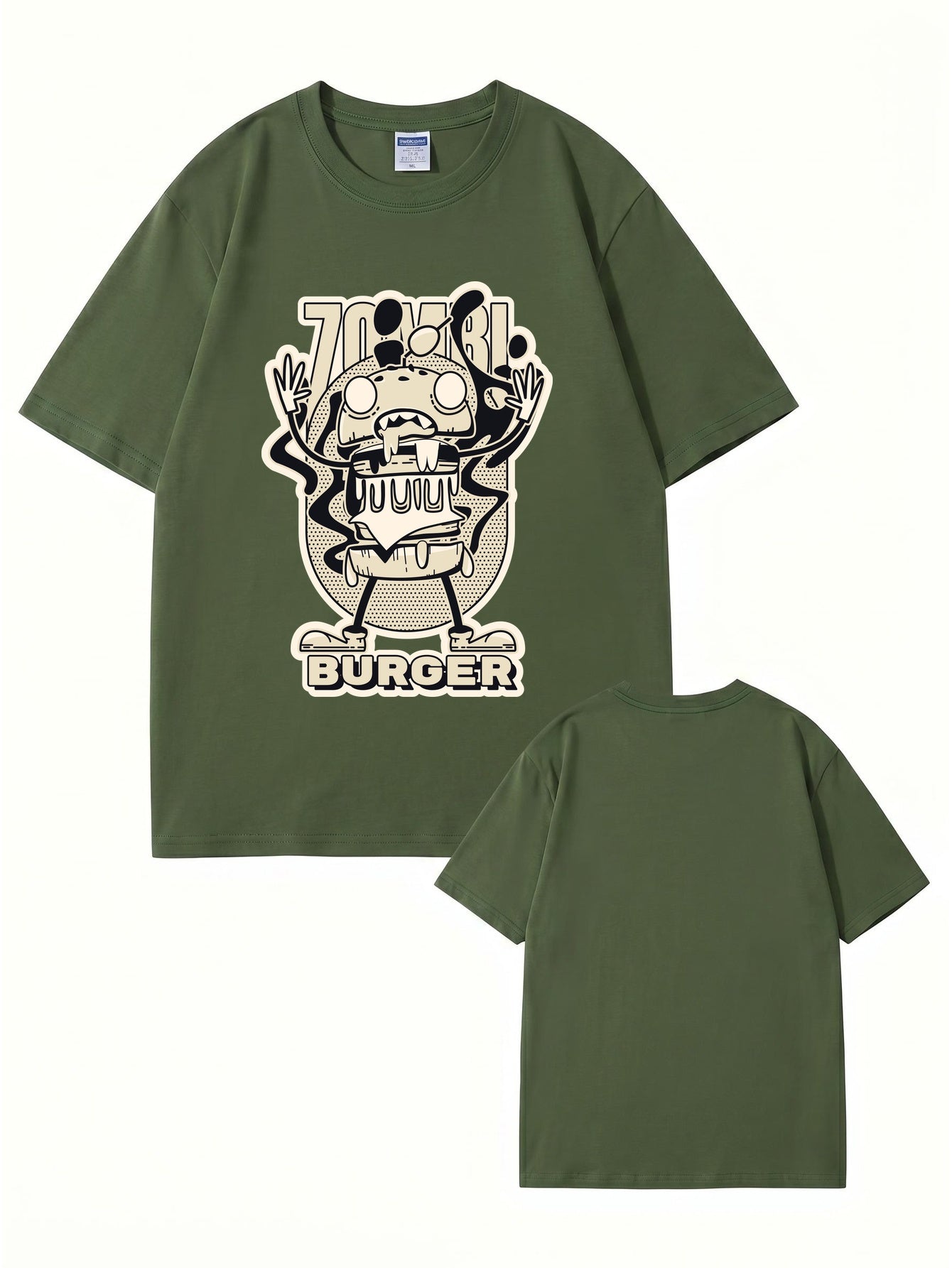 Zombie Burger Graphic Print T-Shirt - Premium 200gsm Cotton Streetwear Tee