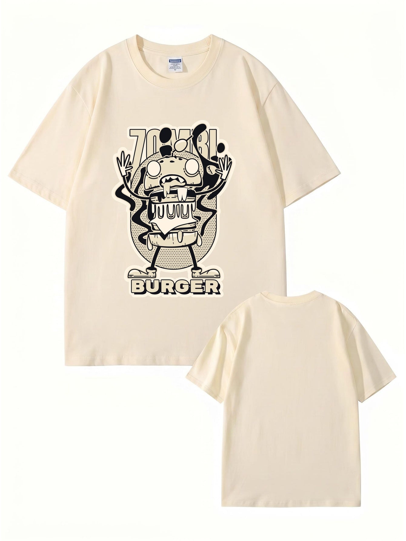 Zombie Burger Graphic Print T-Shirt - Premium 200gsm Cotton Streetwear Tee
