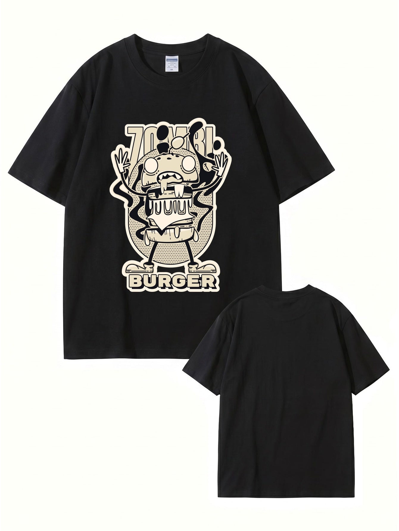 Zombie Burger Graphic Print T-Shirt - Premium 200gsm Cotton Streetwear Tee
