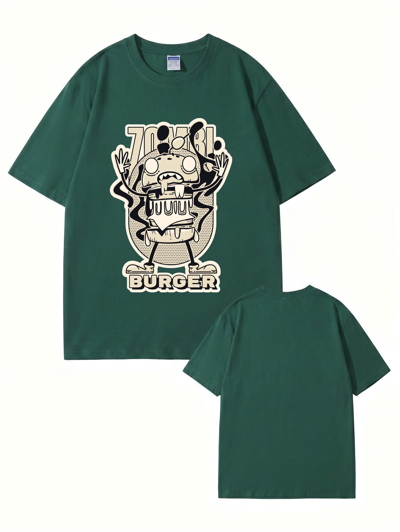 Zombie Burger Graphic Print T-Shirt - Premium 200gsm Cotton Streetwear Tee
