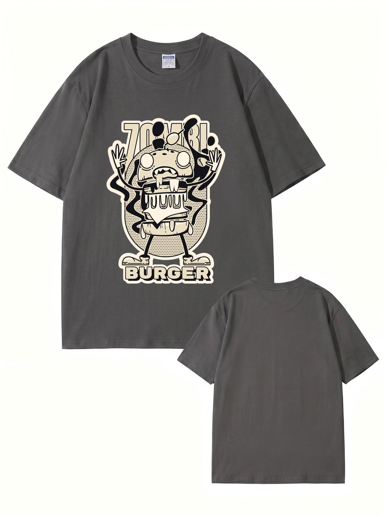 Zombie Burger Graphic Print T-Shirt - Premium 200gsm Cotton Streetwear Tee