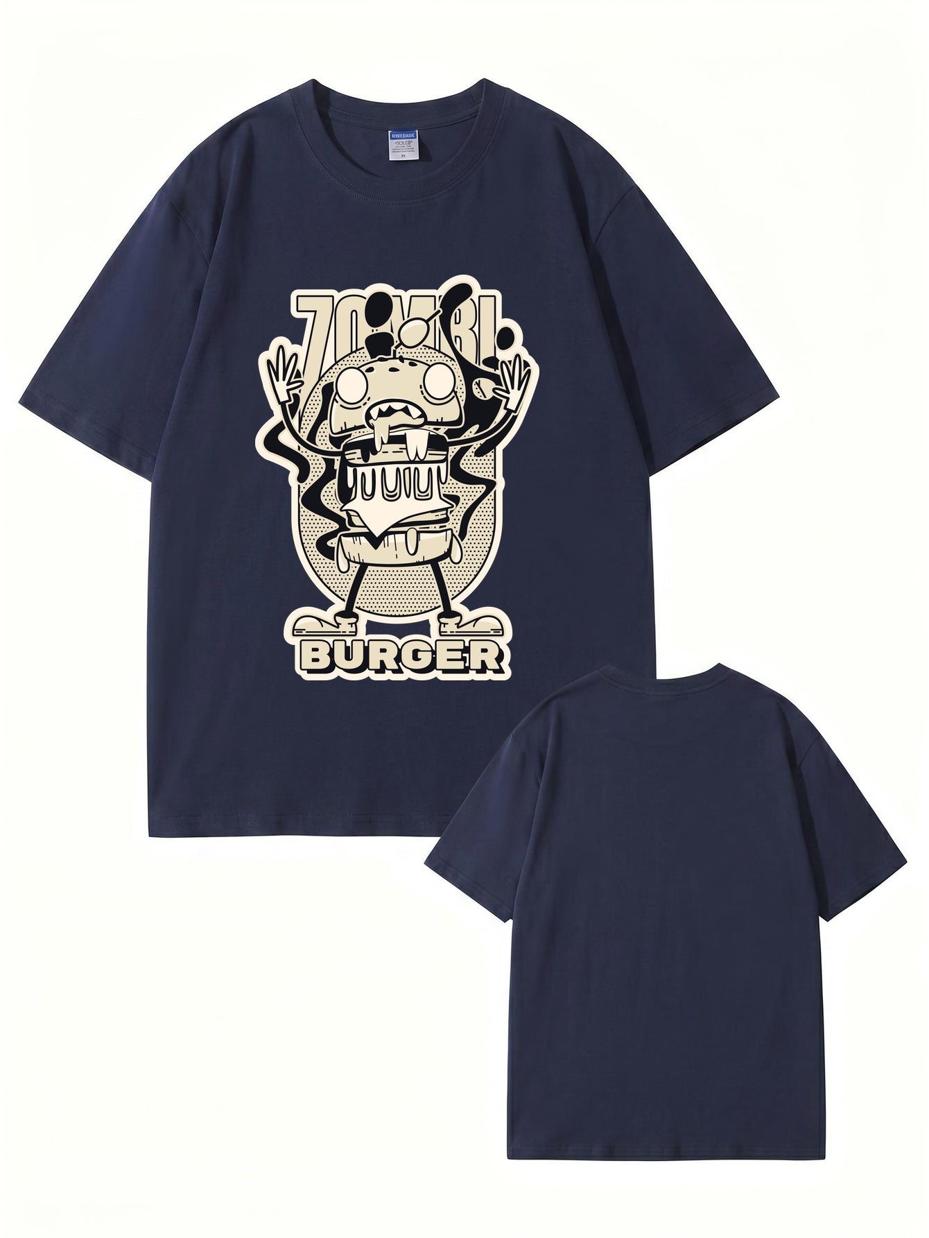 Zombie Burger Graphic Print T-Shirt - Premium 200gsm Cotton Streetwear Tee