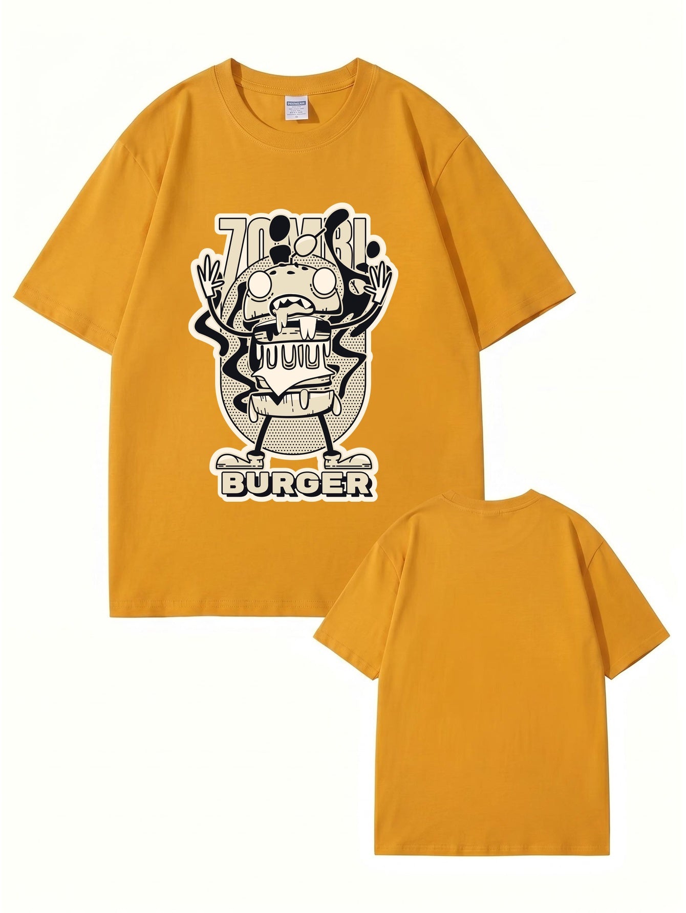 Zombie Burger Graphic Print T-Shirt - Premium 200gsm Cotton Streetwear Tee