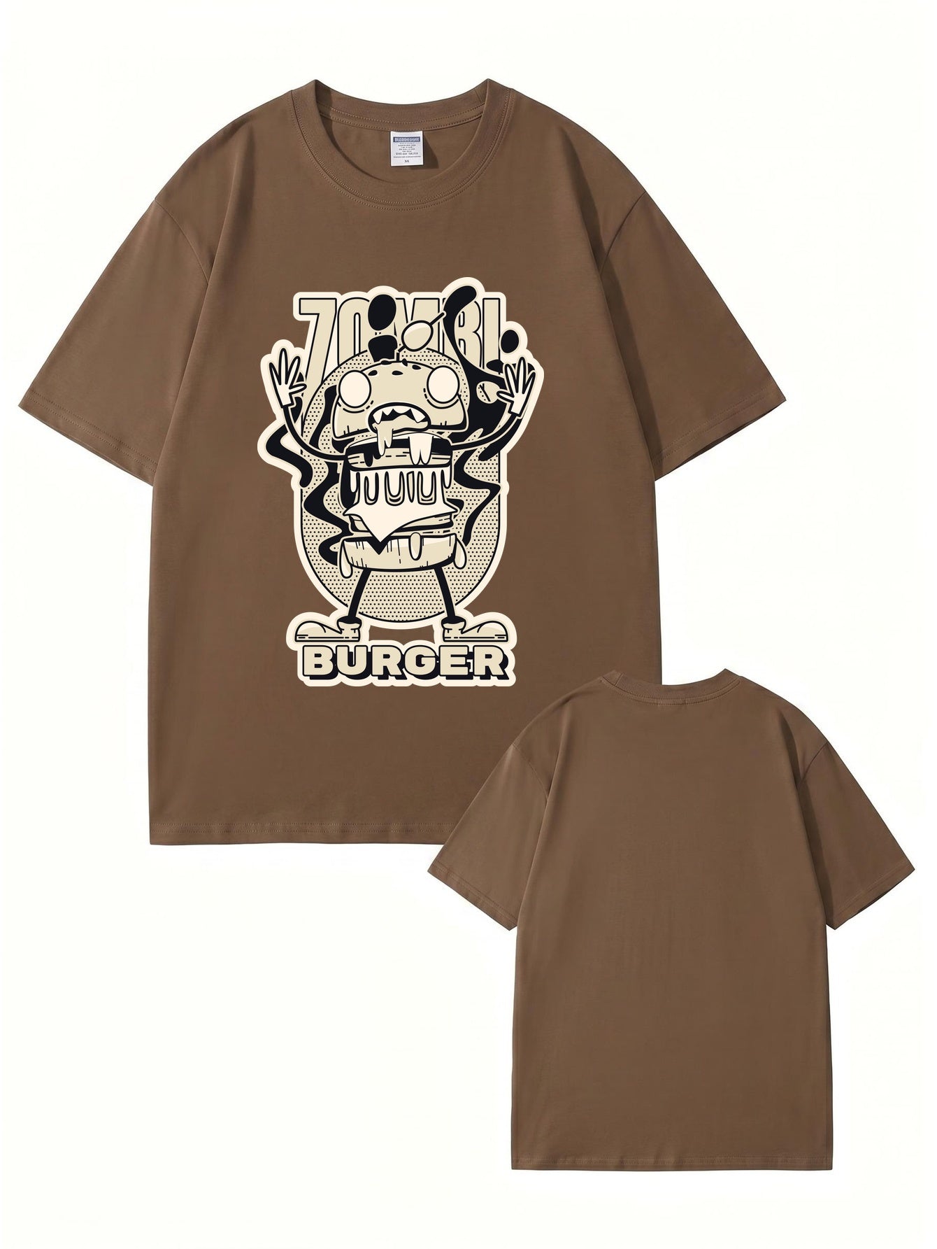 Zombie Burger Graphic Print T-Shirt - Premium 200gsm Cotton Streetwear Tee