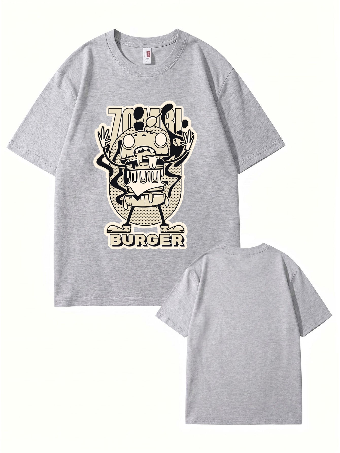 Zombie Burger Graphic Print T-Shirt - Premium 200gsm Cotton Streetwear Tee
