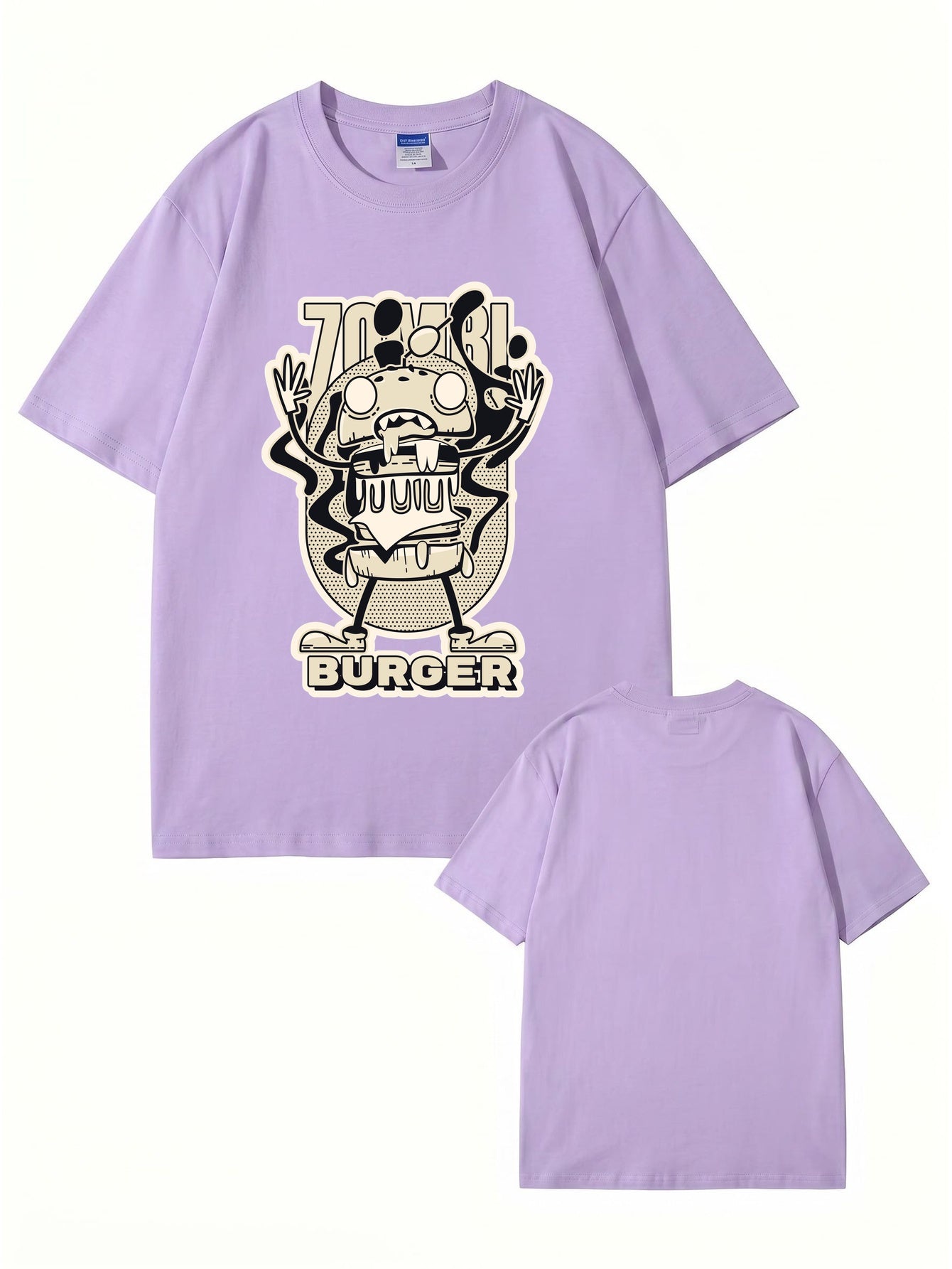 Zombie Burger Graphic Print T-Shirt - Premium 200gsm Cotton Streetwear Tee