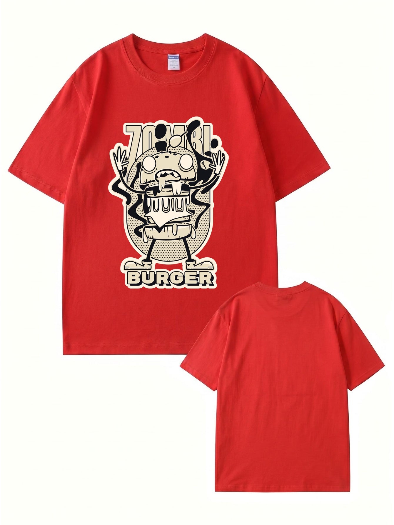 Zombie Burger Graphic Print T-Shirt - Premium 200gsm Cotton Streetwear Tee
