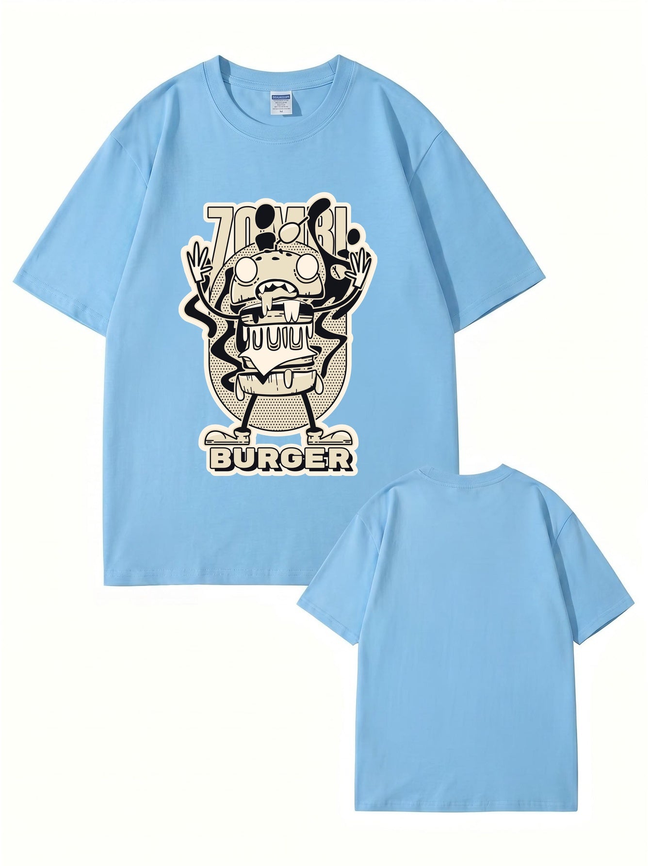 Zombie Burger Graphic Print T-Shirt - Premium 200gsm Cotton Streetwear Tee