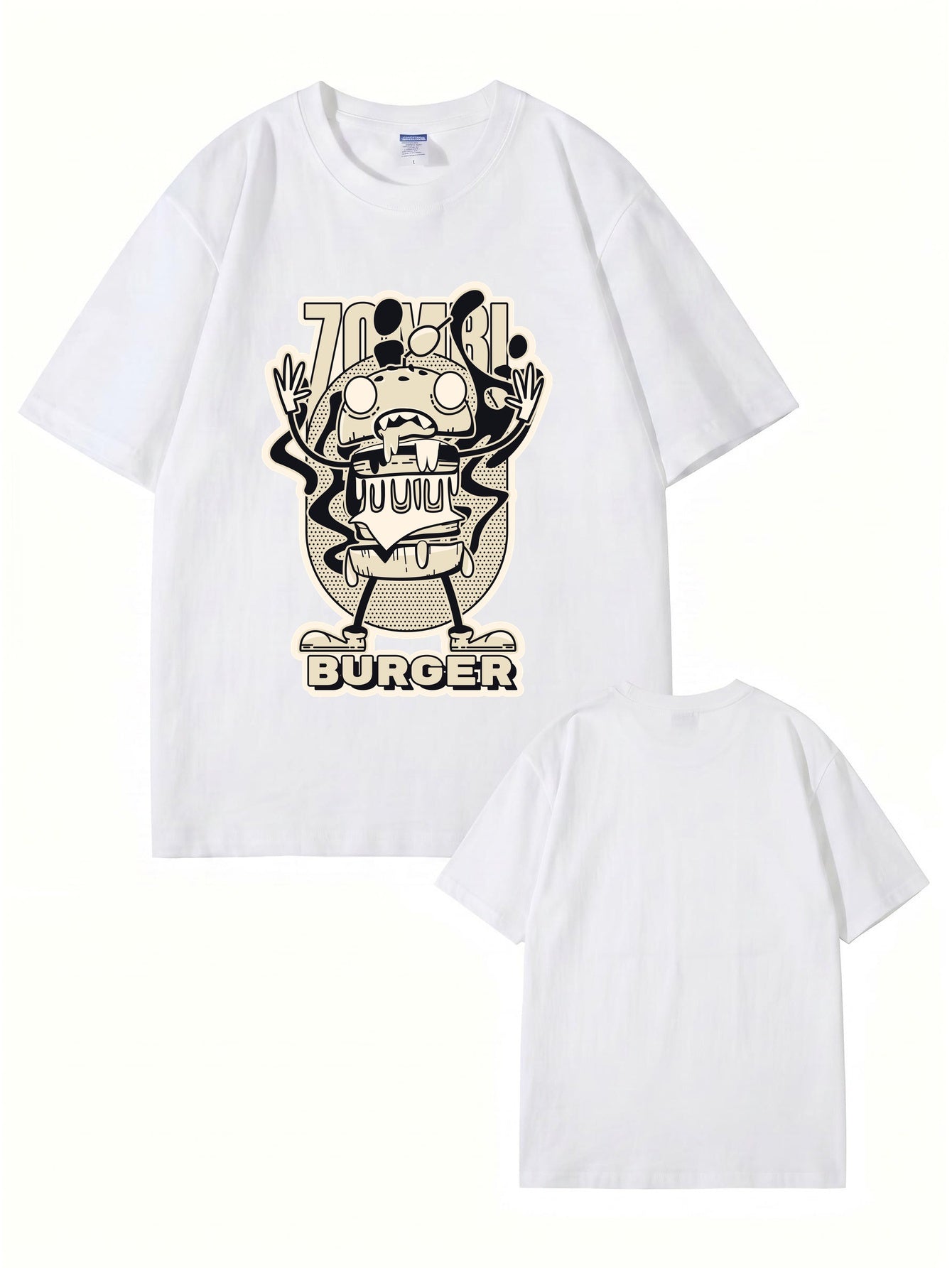 Zombie Burger Graphic Print T-Shirt - Premium 200gsm Cotton Streetwear Tee
