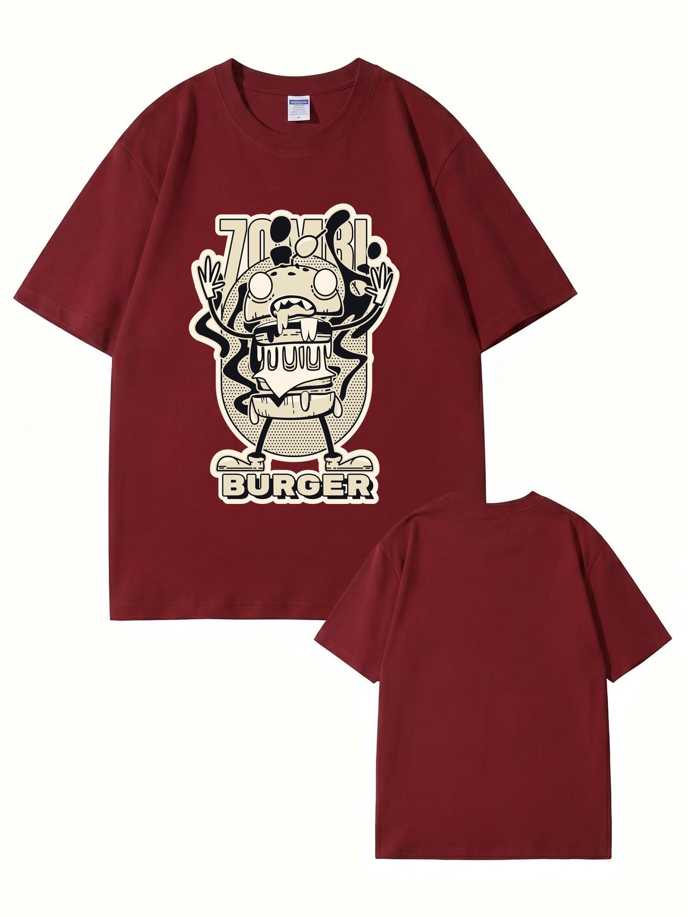 Zombie Burger Graphic Print T-Shirt - Premium 200gsm Cotton Streetwear Tee