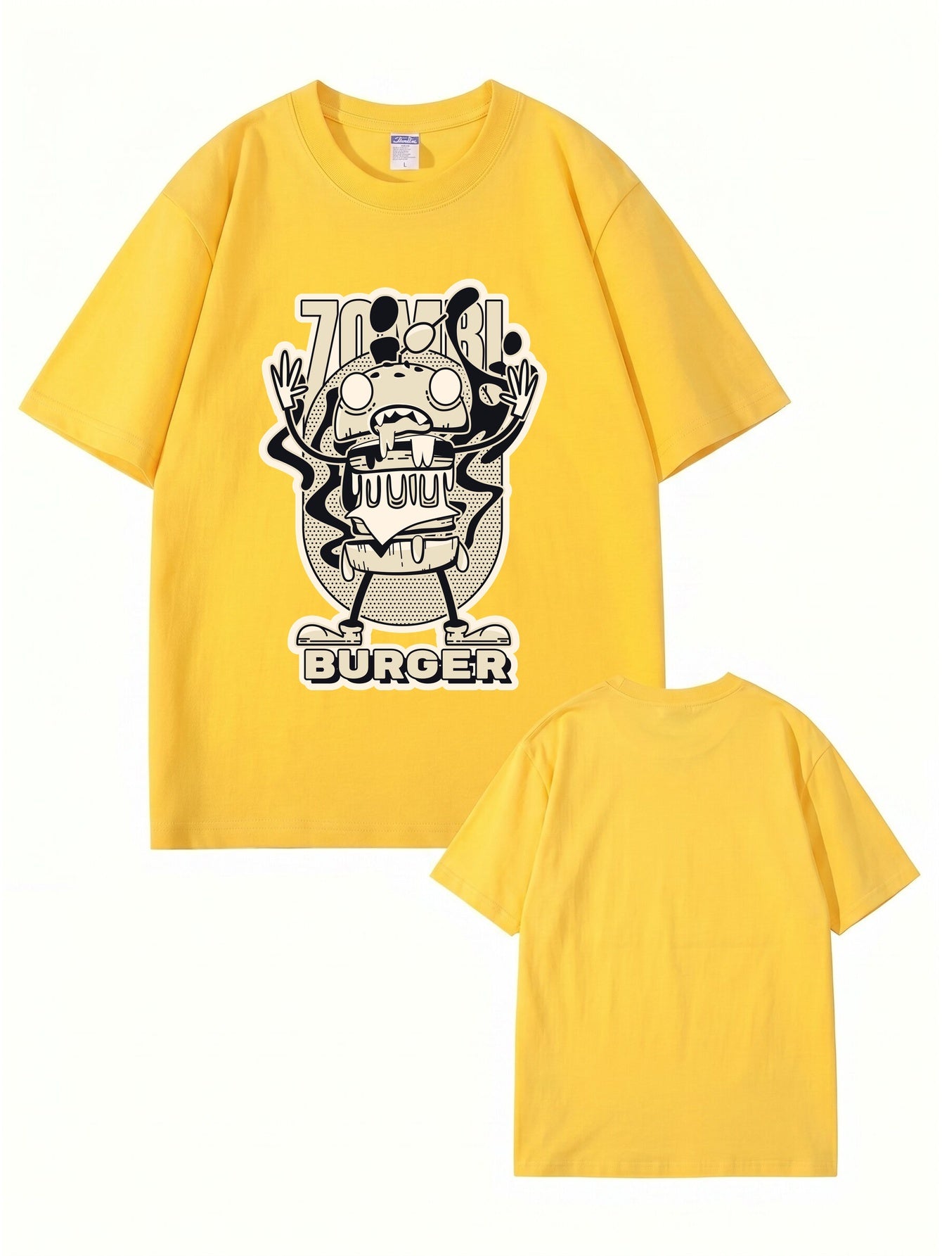 Zombie Burger Graphic Print T-Shirt - Premium 200gsm Cotton Streetwear Tee