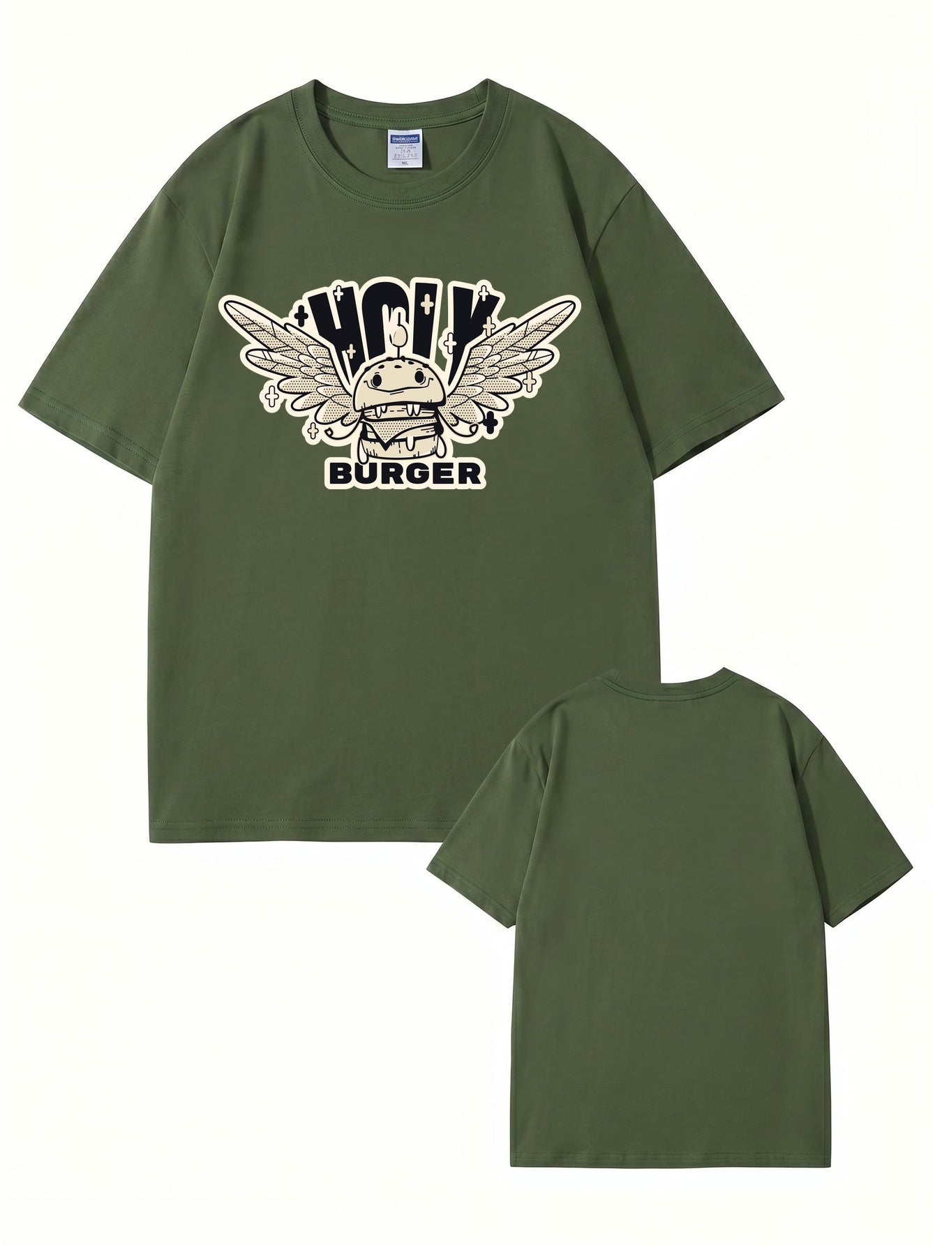 Holy Burger Graphic Print T-Shirt 200gsm Heavyweight Cotton Streetwear Tee