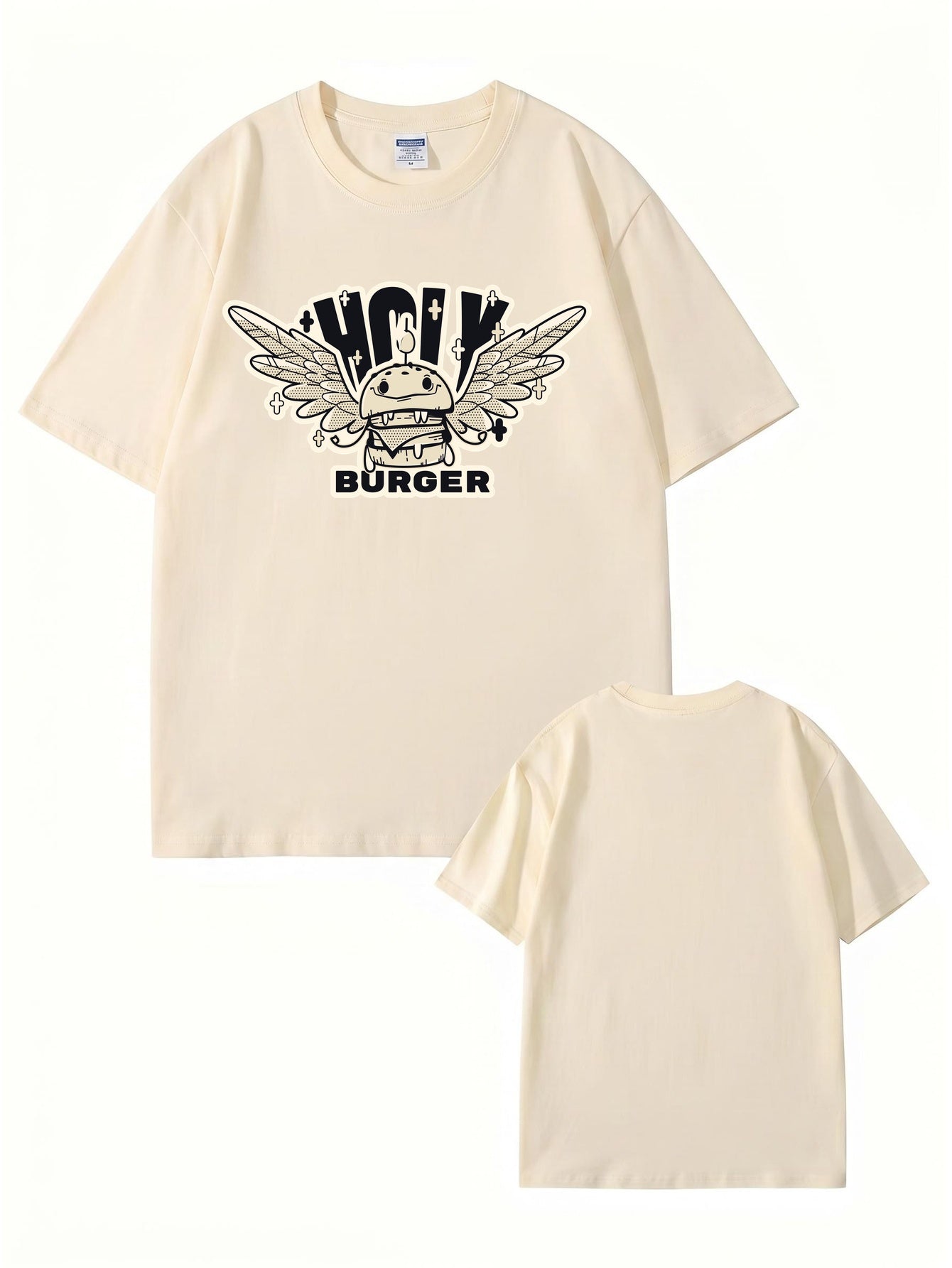 Holy Burger Graphic Print T-Shirt 200gsm Heavyweight Cotton Streetwear Tee