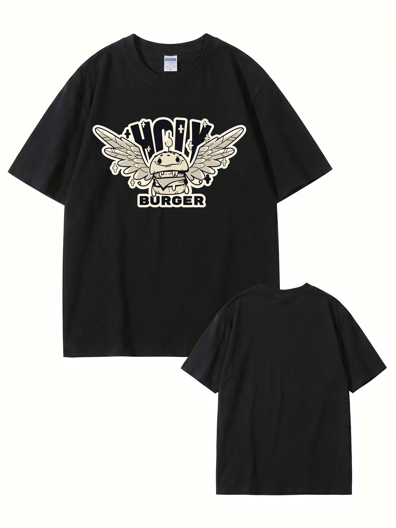 Holy Burger Graphic Print T-Shirt 200gsm Heavyweight Cotton Streetwear Tee