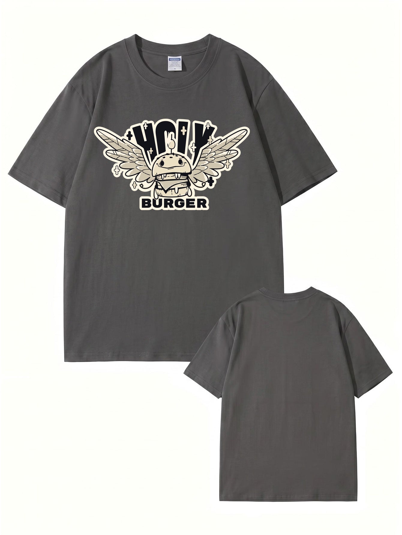 Holy Burger Graphic Print T-Shirt 200gsm Heavyweight Cotton Streetwear Tee