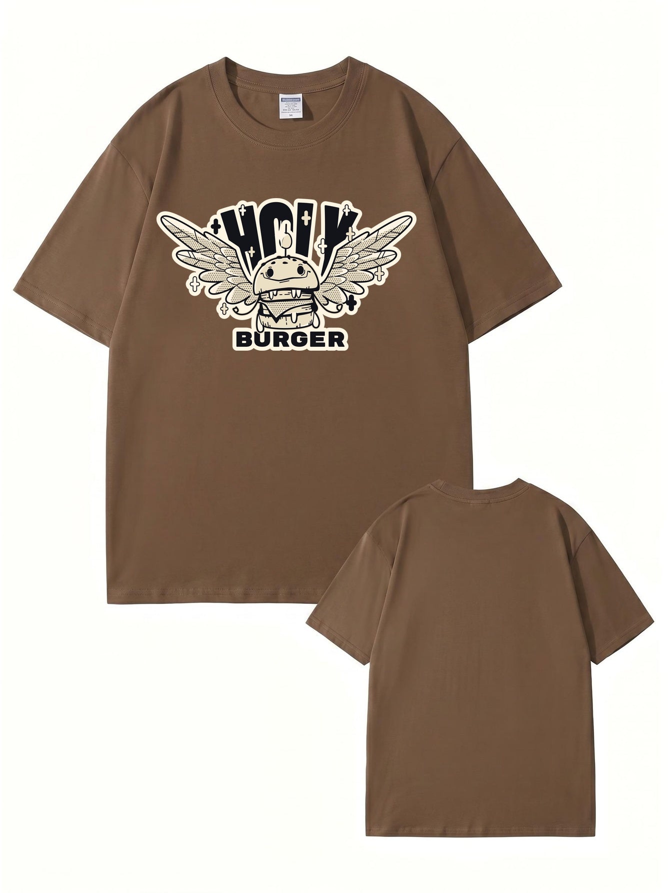 Holy Burger Graphic Print T-Shirt 200gsm Heavyweight Cotton Streetwear Tee