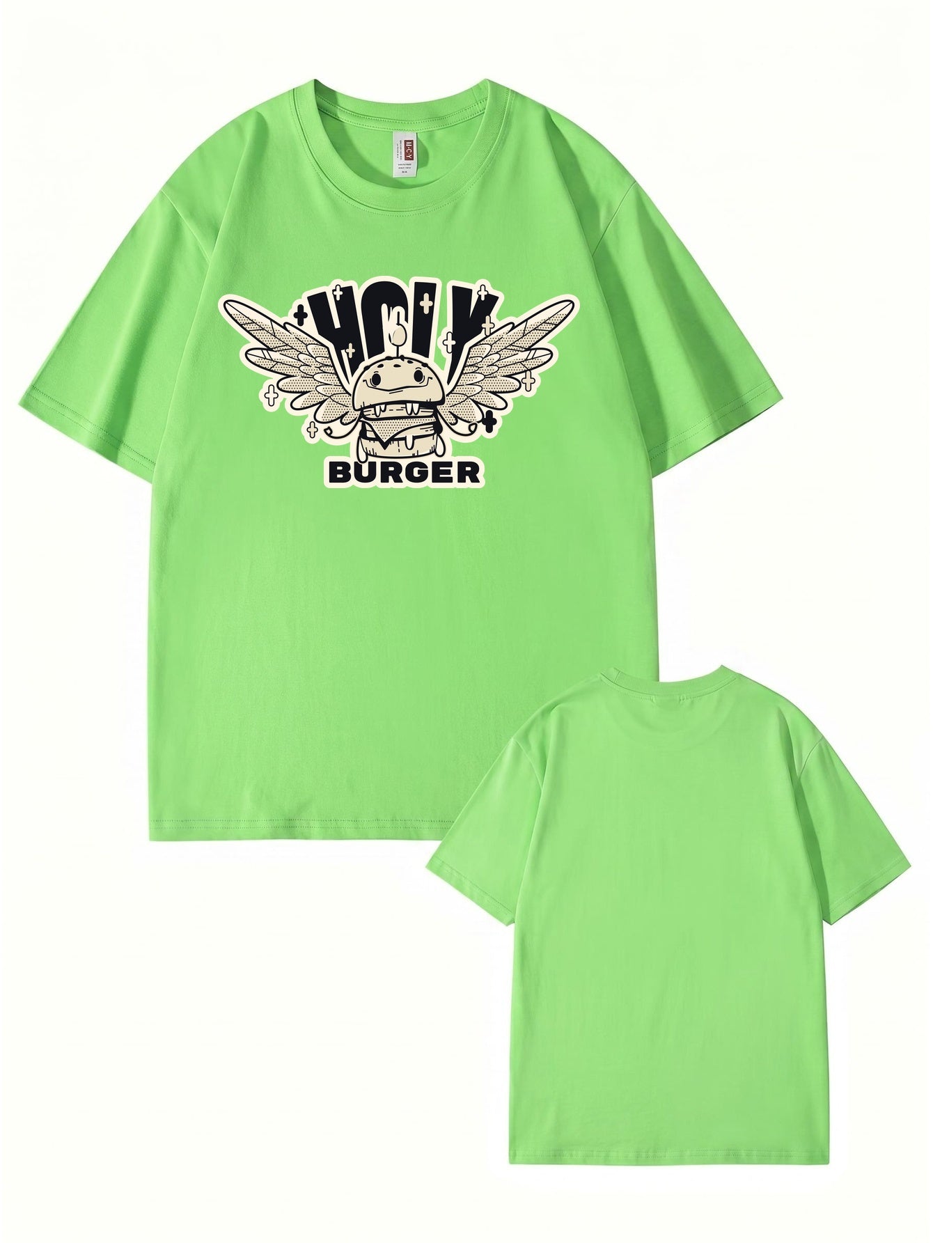 Holy Burger Graphic Print T-Shirt 200gsm Heavyweight Cotton Streetwear Tee