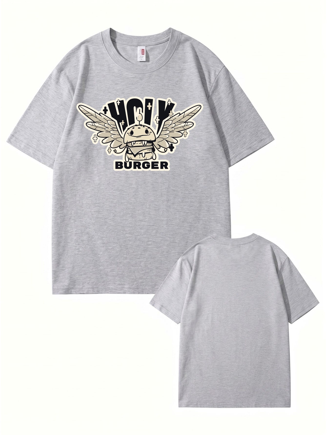 Holy Burger Graphic Print T-Shirt 200gsm Heavyweight Cotton Streetwear Tee