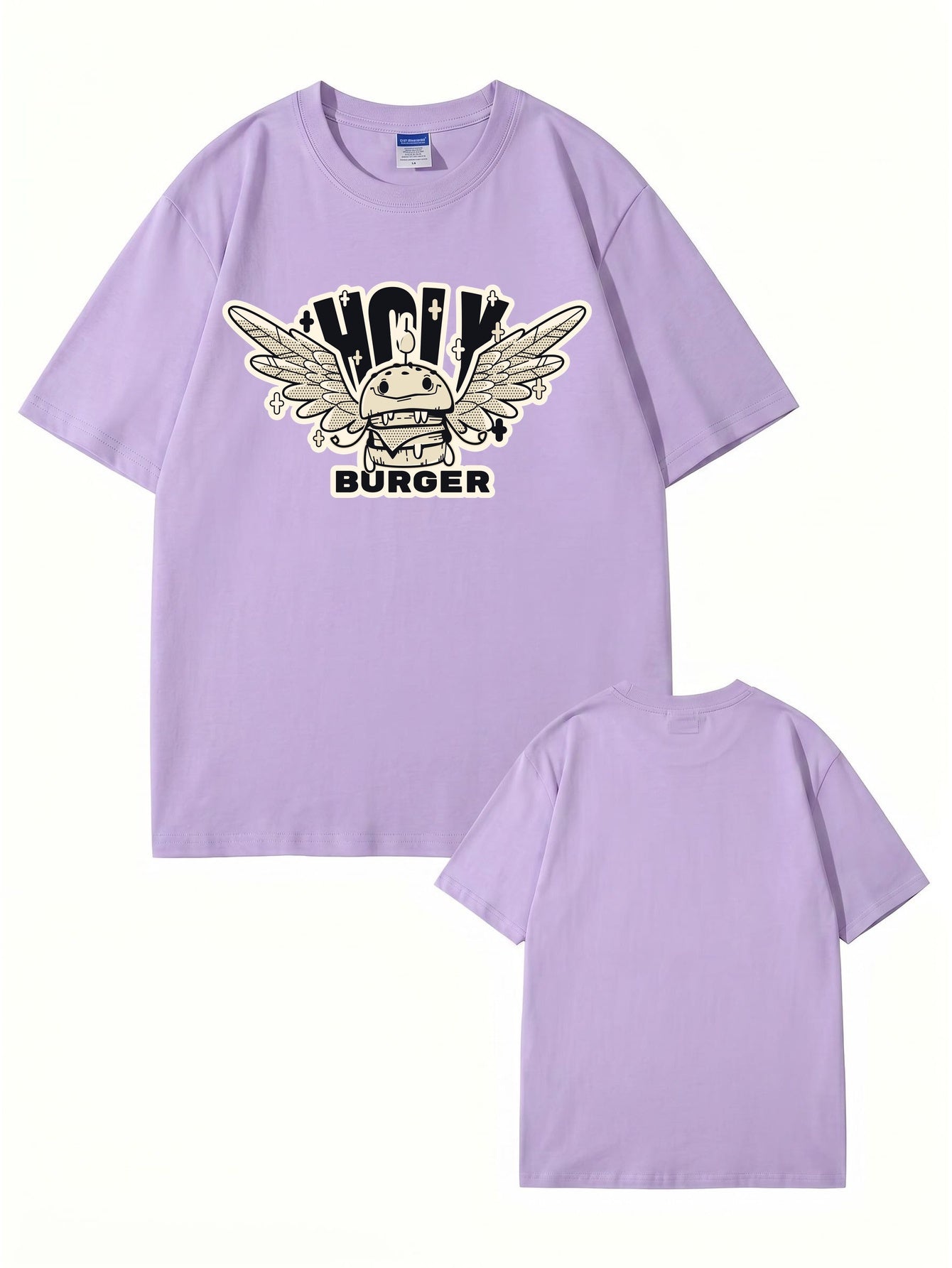 Holy Burger Graphic Print T-Shirt 200gsm Heavyweight Cotton Streetwear Tee