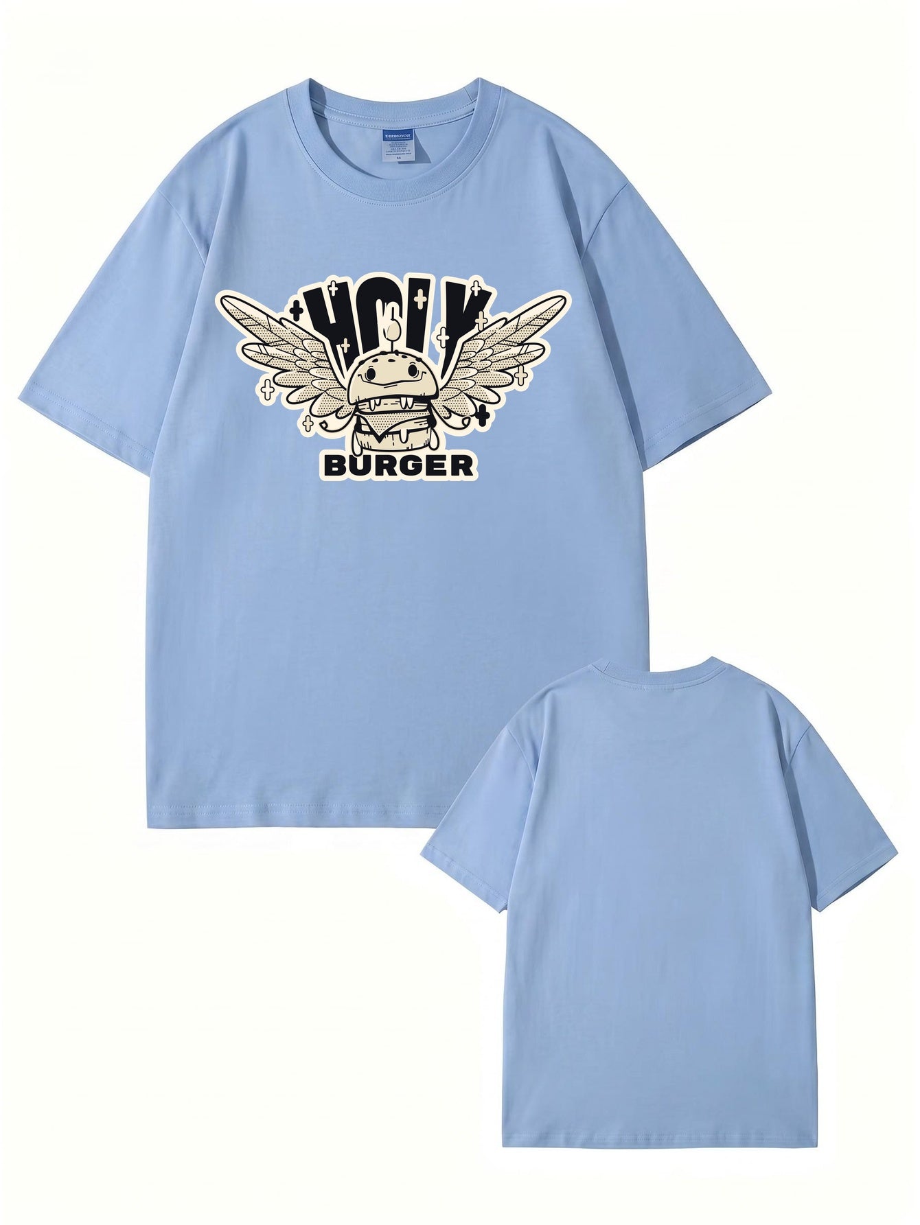 Holy Burger Graphic Print T-Shirt 200gsm Heavyweight Cotton Streetwear Tee