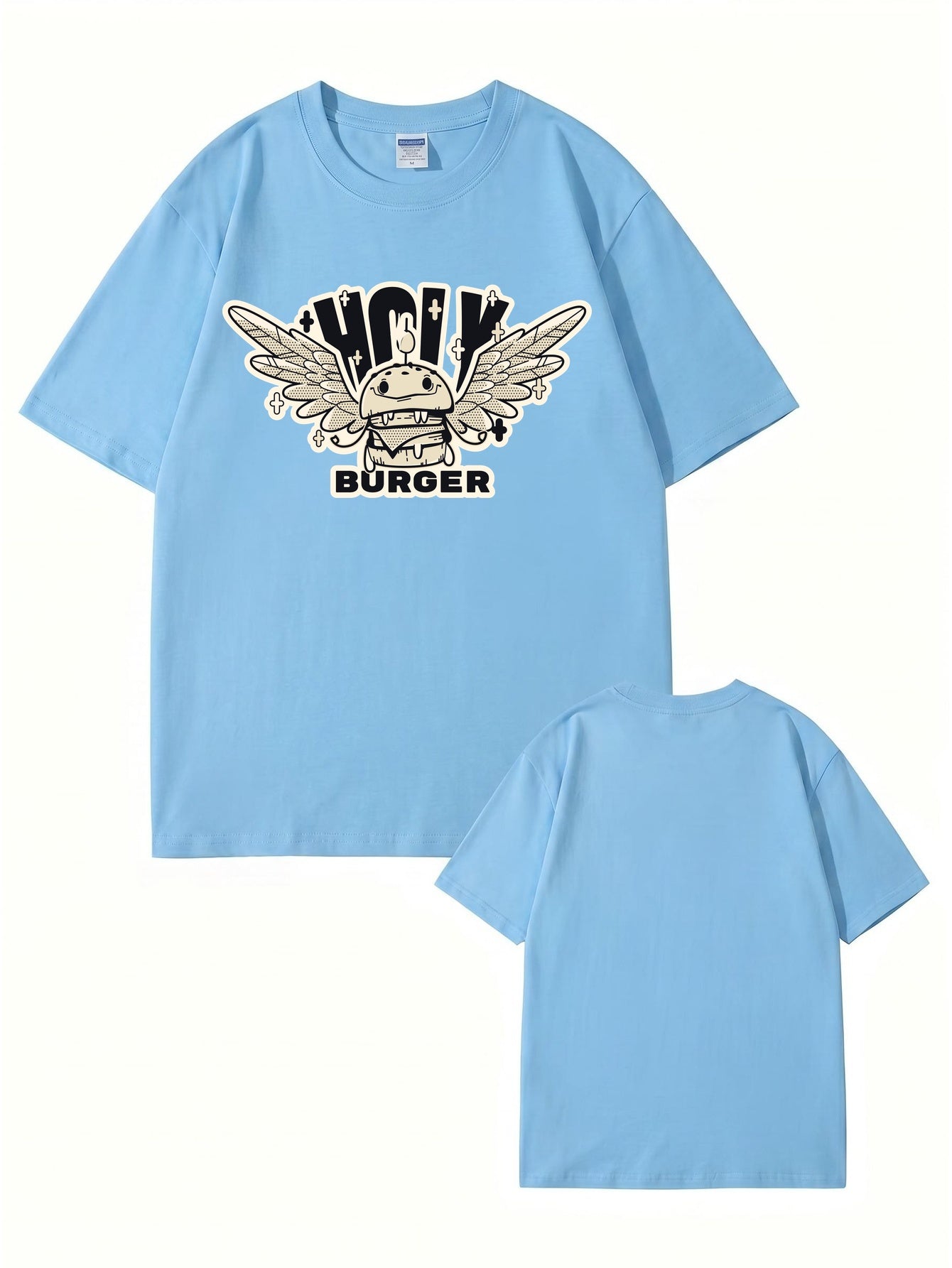 Holy Burger Graphic Print T-Shirt 200gsm Heavyweight Cotton Streetwear Tee