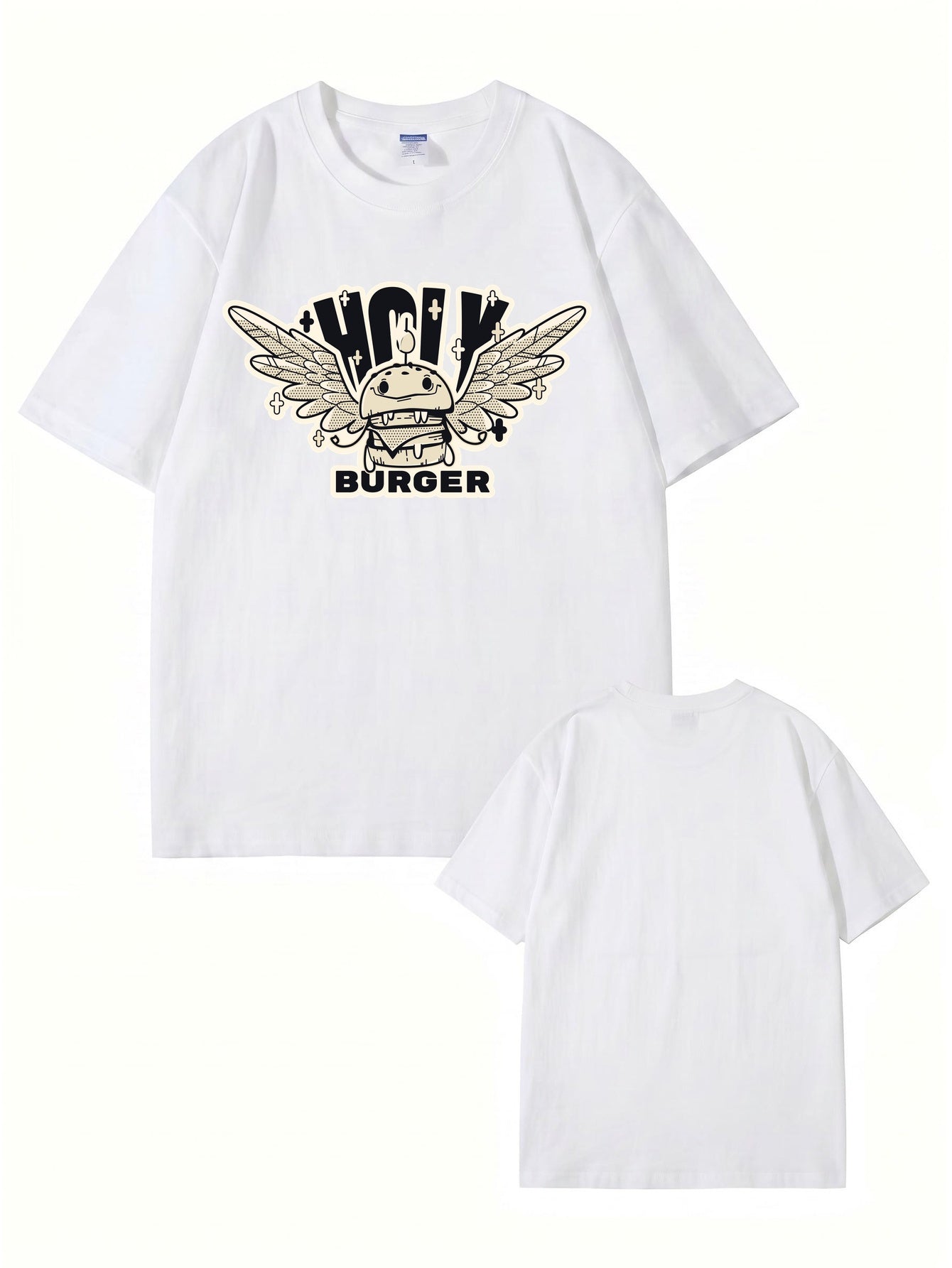 Holy Burger Graphic Print T-Shirt 200gsm Heavyweight Cotton Streetwear Tee