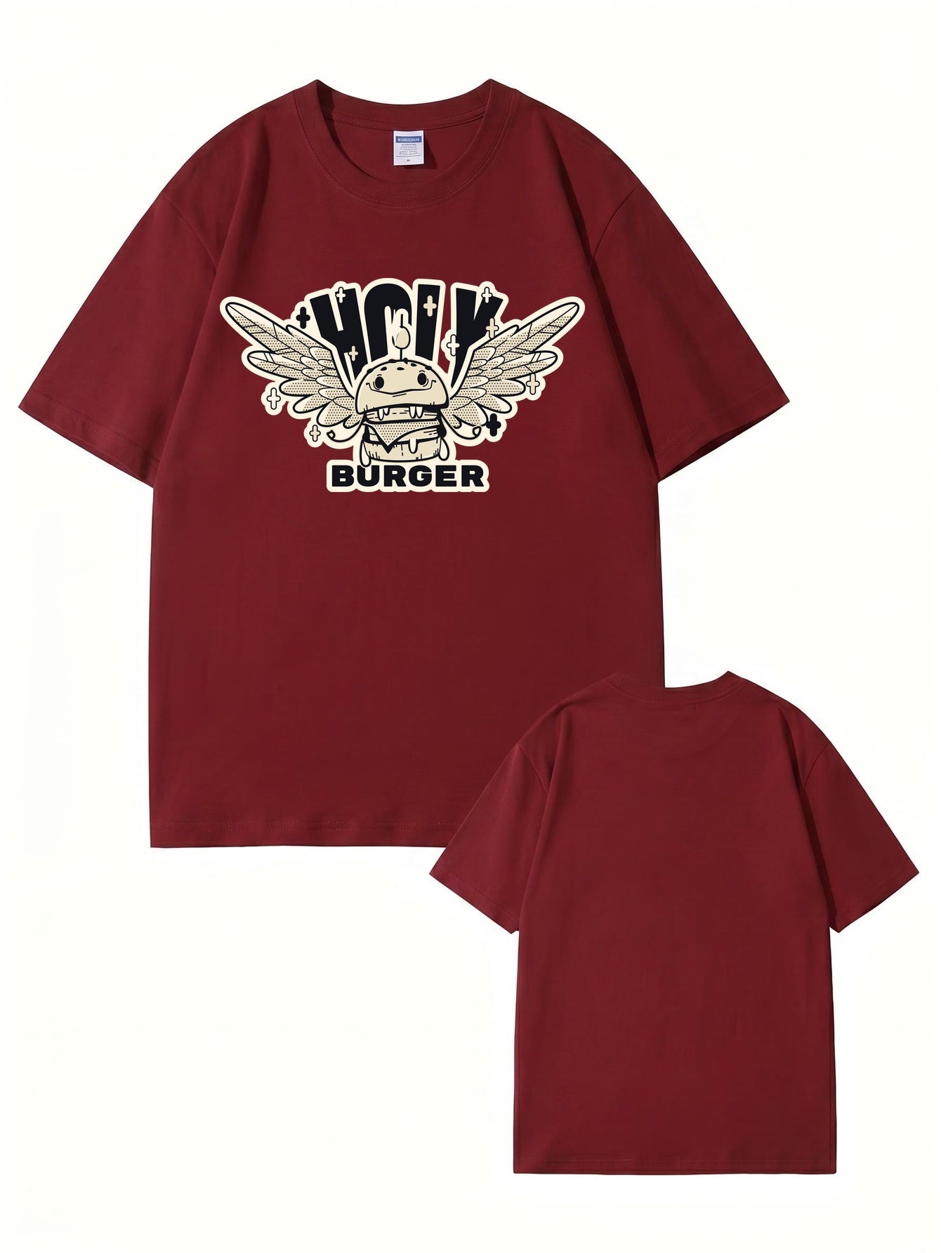Holy Burger Graphic Print T-Shirt 200gsm Heavyweight Cotton Streetwear Tee