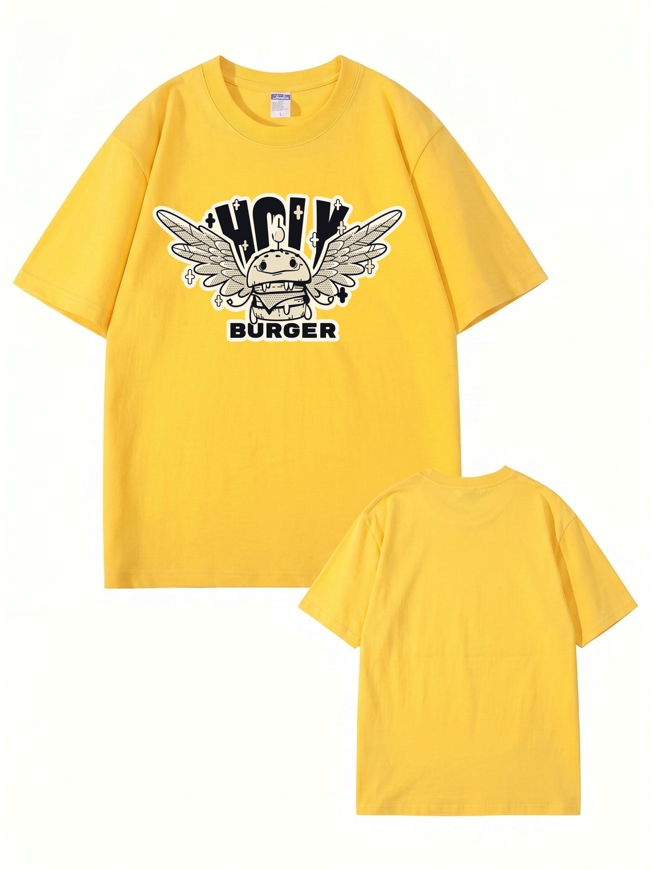 Holy Burger Graphic Print T-Shirt 200gsm Heavyweight Cotton Streetwear Tee