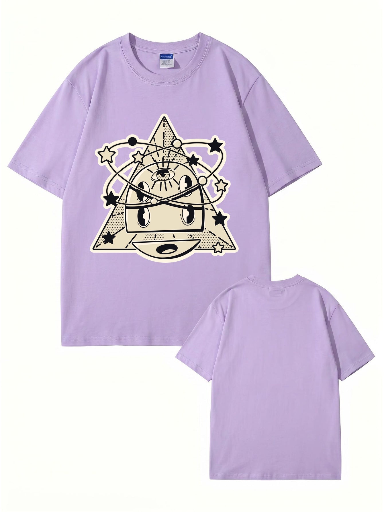 Cosmic Eye Triangle Graphic Tee - Surreal Space Planet Print Streetwear