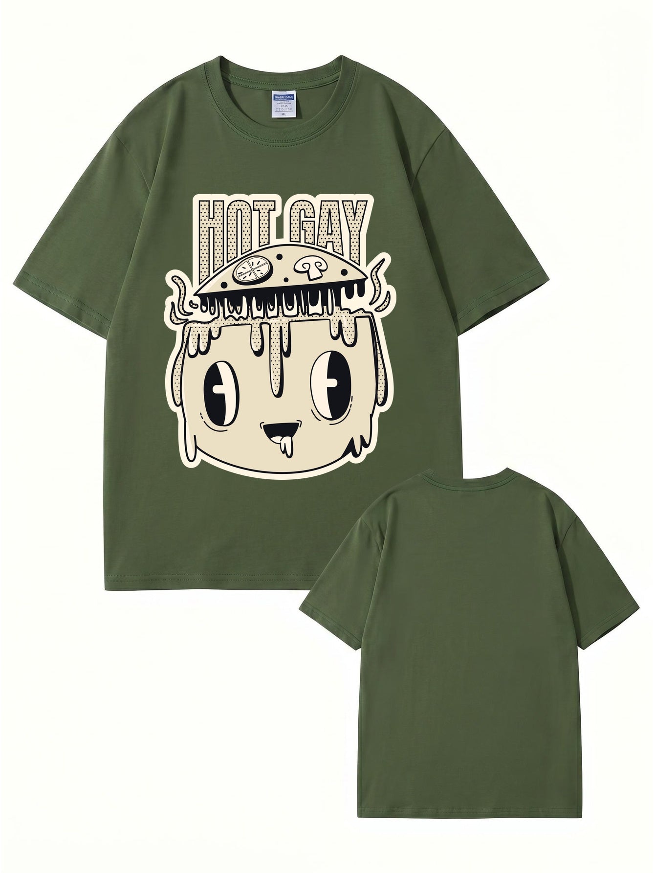 HOT GAY Pizza Graphic Print T-Shirt, Premium 200gsm Cotton Streetwear Tee