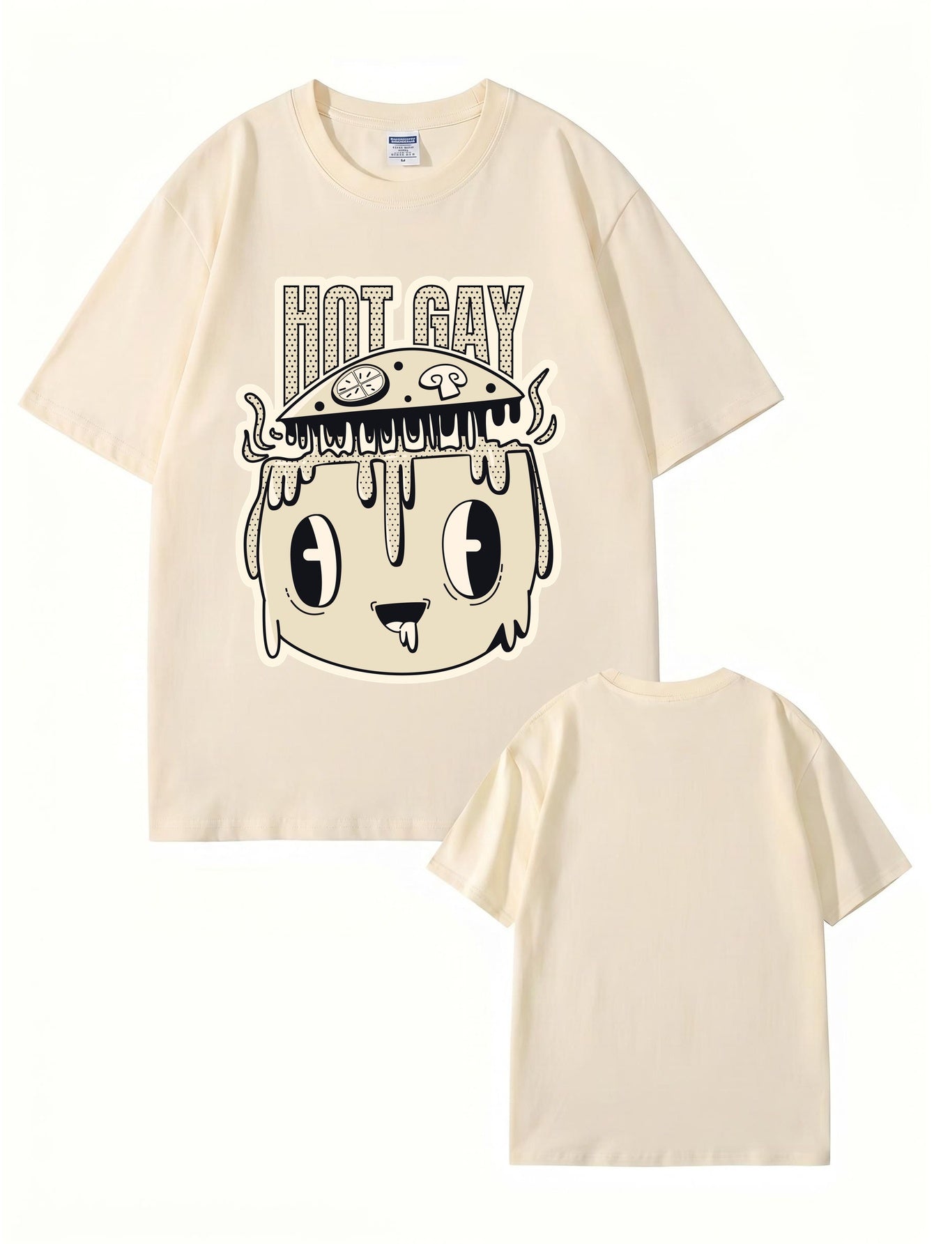HOT GAY Pizza Graphic Print T-Shirt, Premium 200gsm Cotton Streetwear Tee