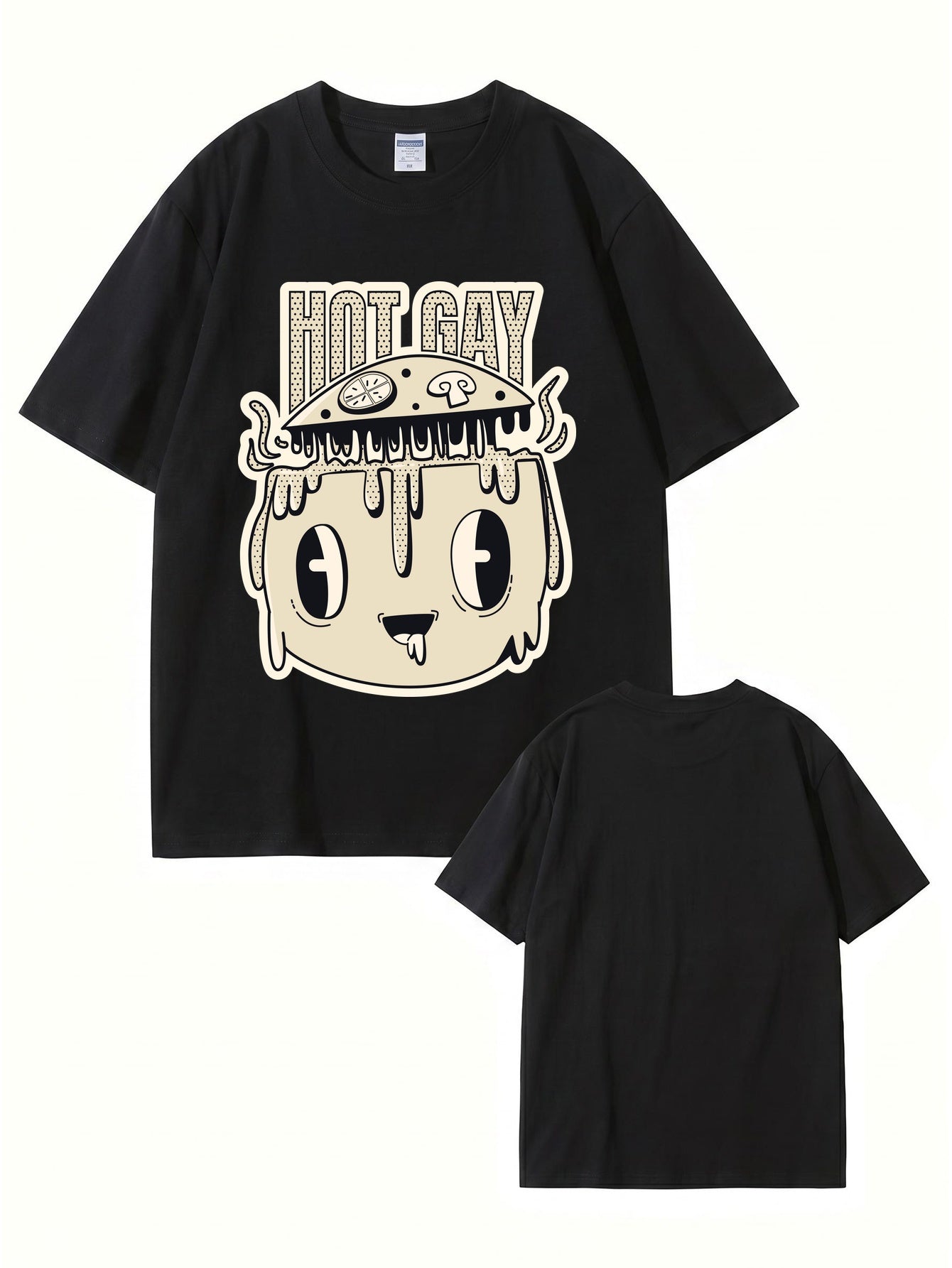 HOT GAY Pizza Graphic Print T-Shirt, Premium 200gsm Cotton Streetwear Tee
