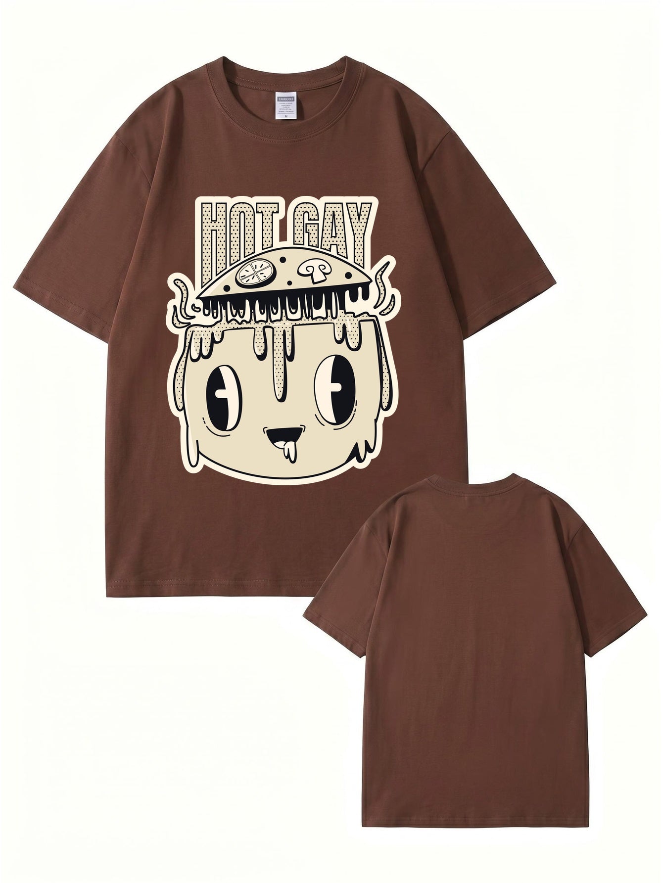 HOT GAY Pizza Graphic Print T-Shirt, Premium 200gsm Cotton Streetwear Tee