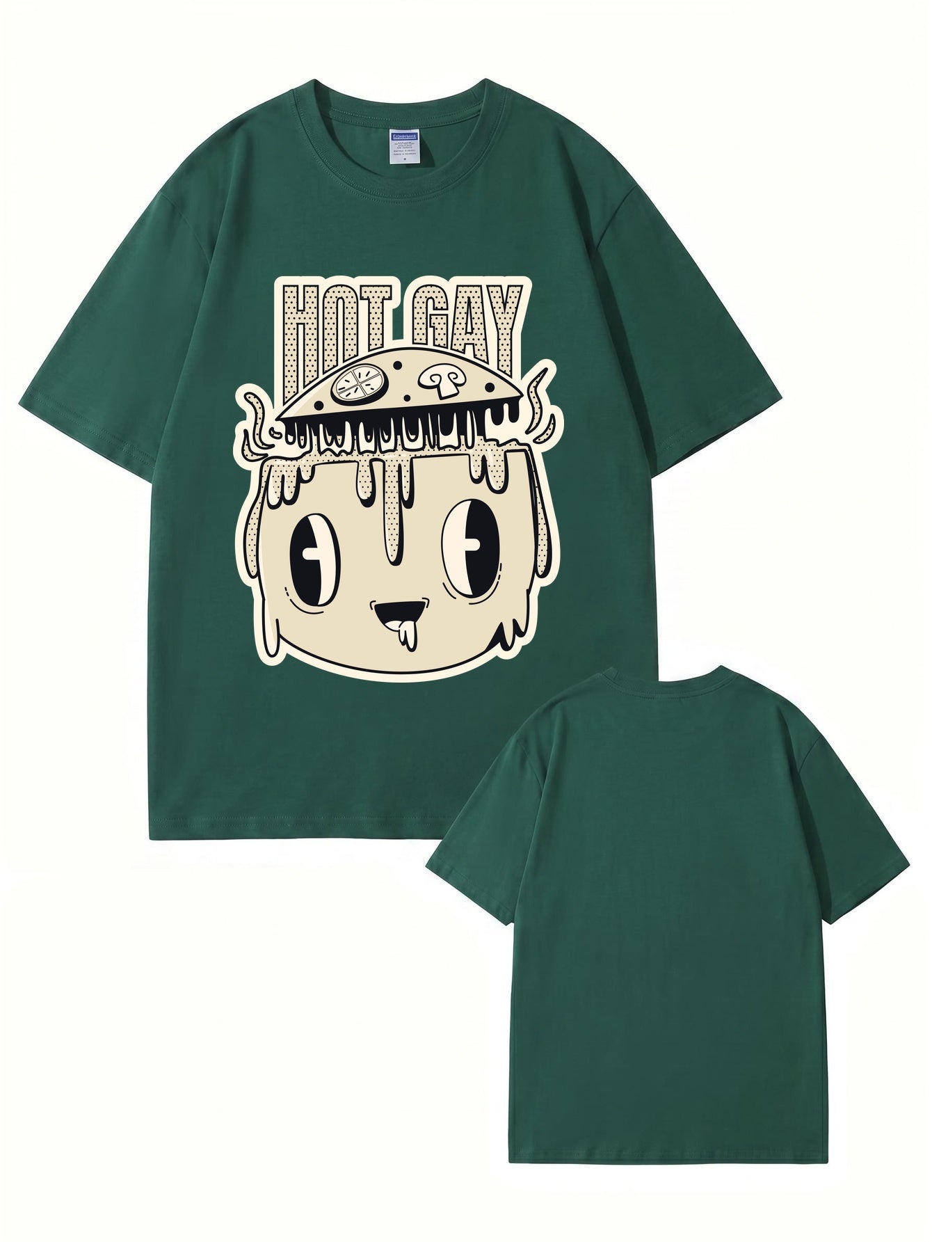 HOT GAY Pizza Graphic Print T-Shirt, Premium 200gsm Cotton Streetwear Tee