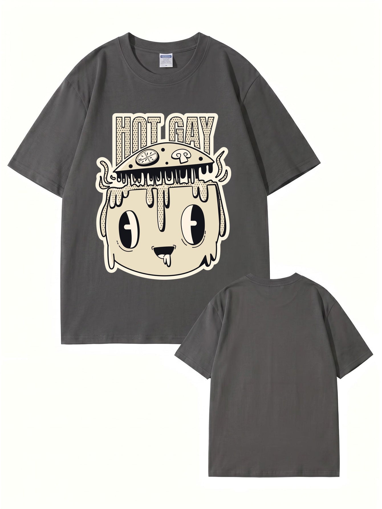 HOT GAY Pizza Graphic Print T-Shirt, Premium 200gsm Cotton Streetwear Tee