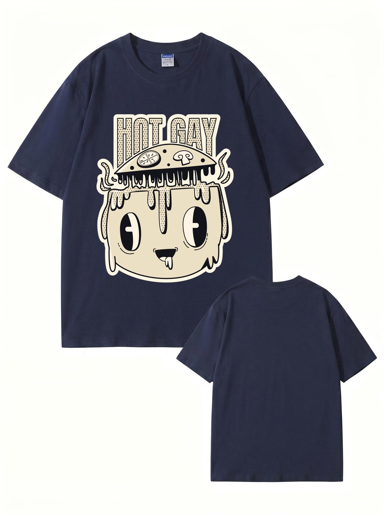HOT GAY Pizza Graphic Print T-Shirt, Premium 200gsm Cotton Streetwear Tee