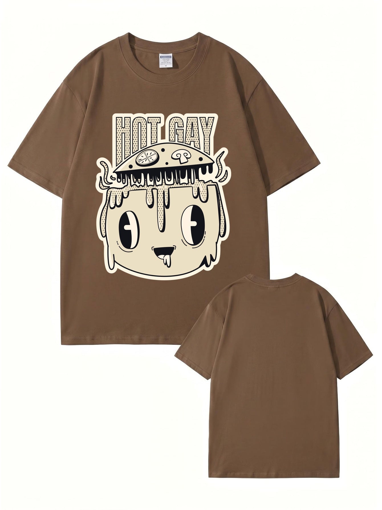 HOT GAY Pizza Graphic Print T-Shirt, Premium 200gsm Cotton Streetwear Tee