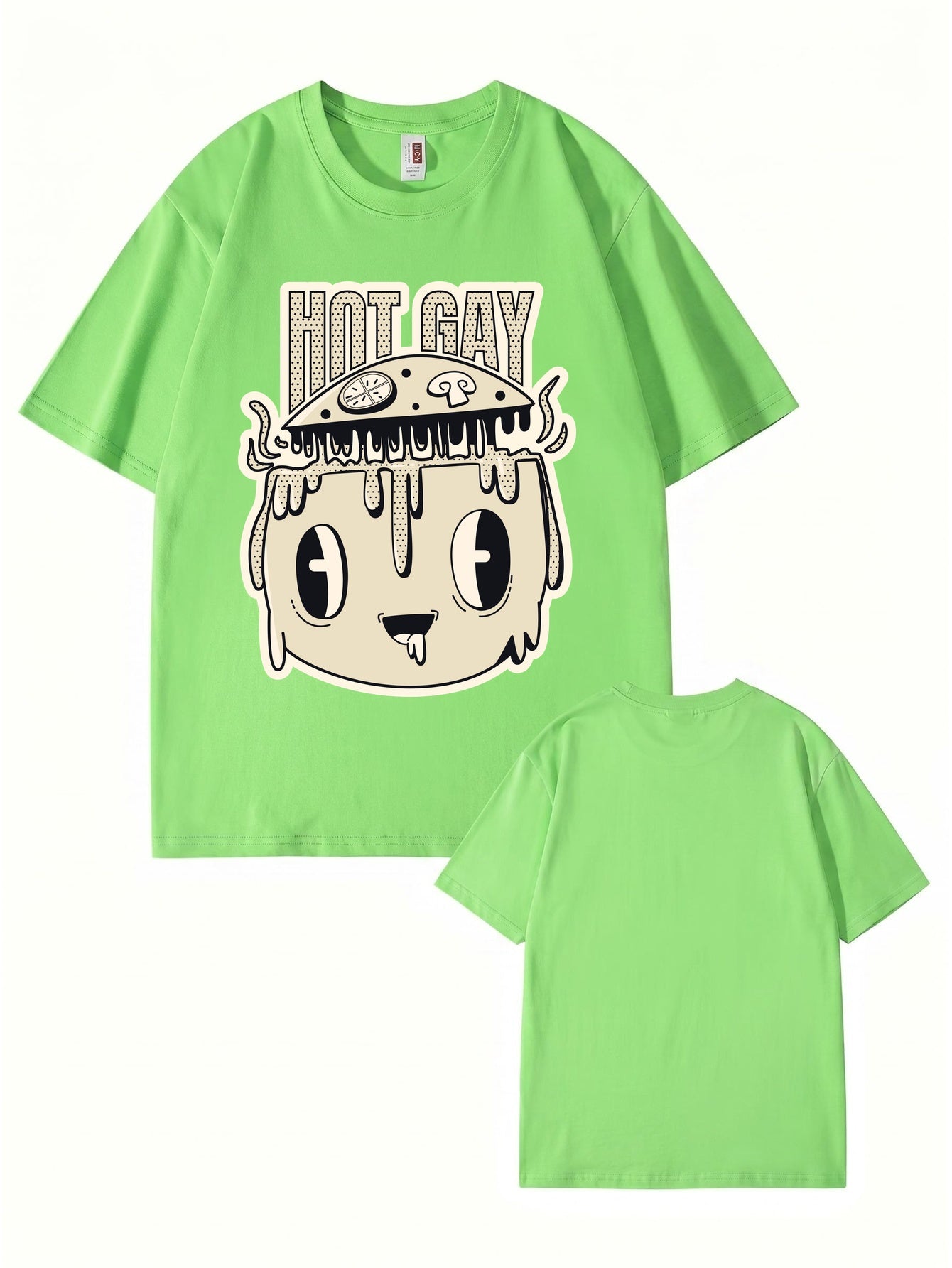 HOT GAY Pizza Graphic Print T-Shirt, Premium 200gsm Cotton Streetwear Tee