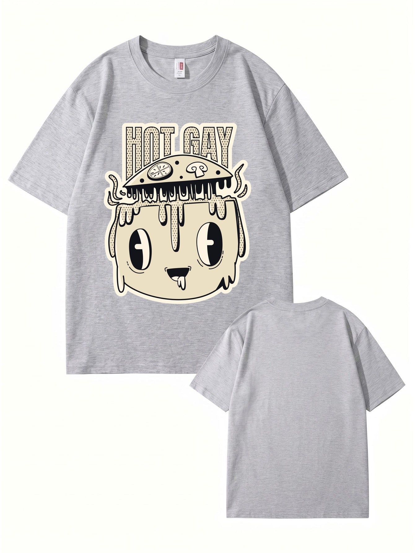 HOT GAY Pizza Graphic Print T-Shirt, Premium 200gsm Cotton Streetwear Tee