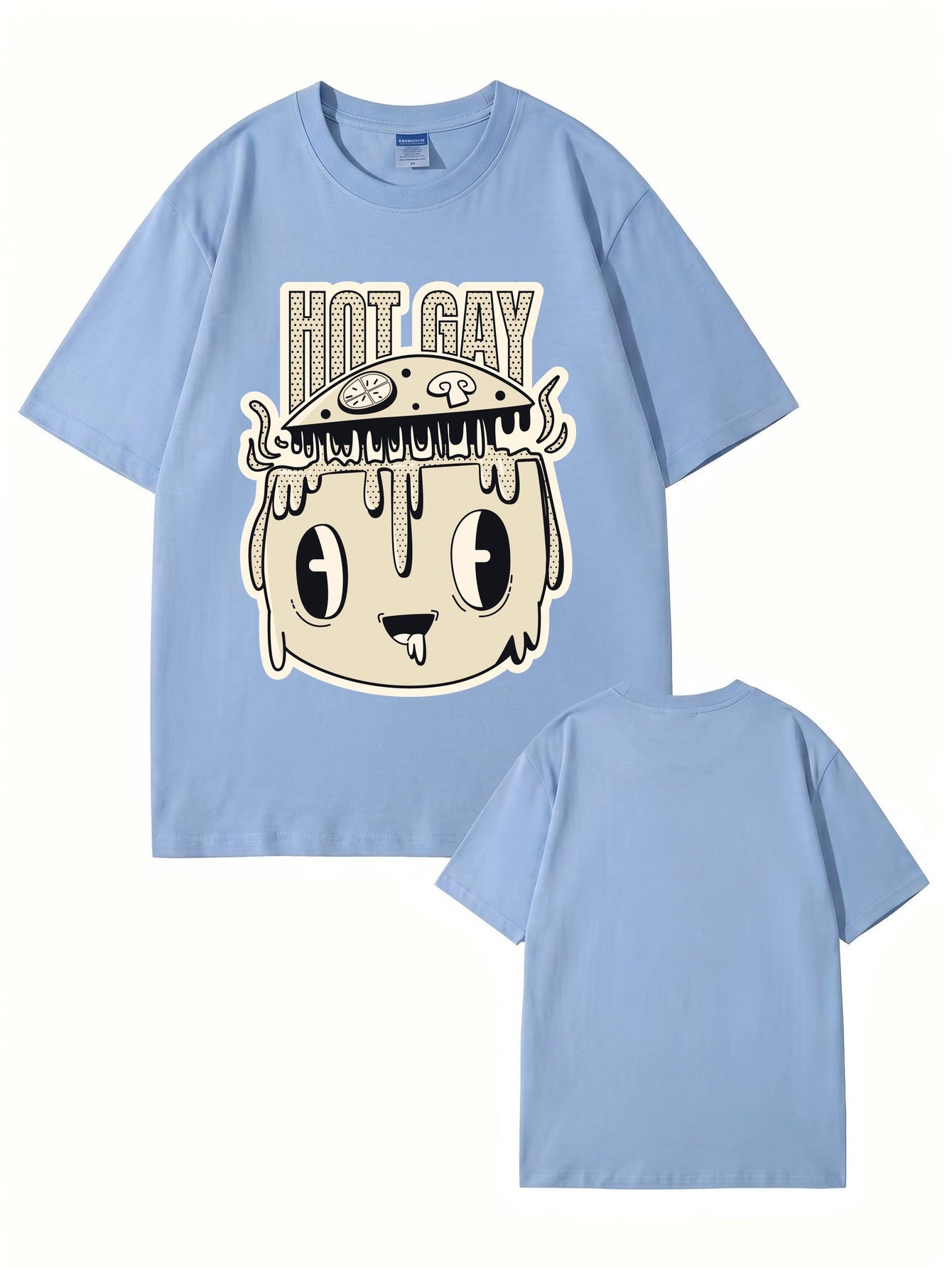 HOT GAY Pizza Graphic Print T-Shirt, Premium 200gsm Cotton Streetwear Tee