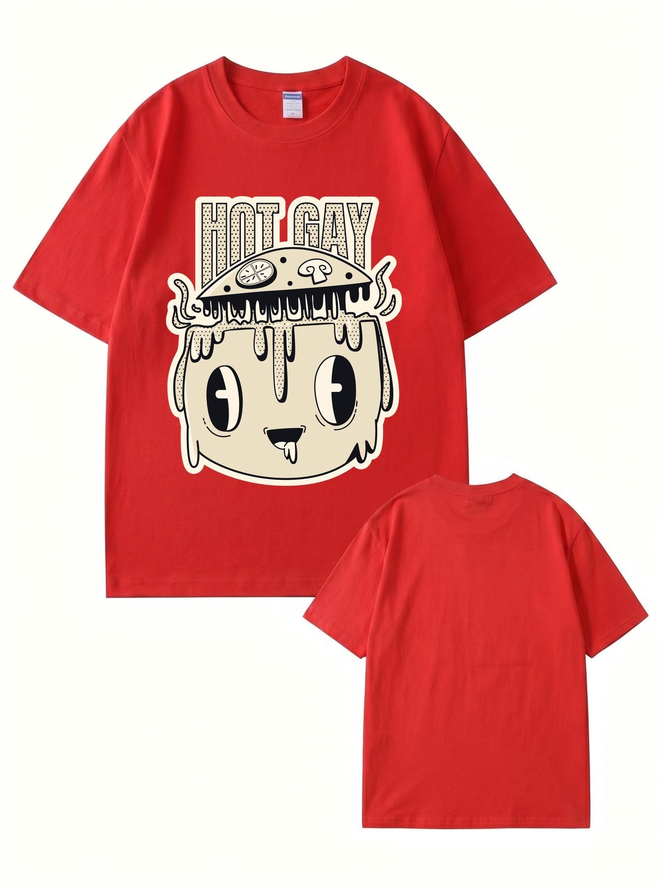 HOT GAY Pizza Graphic Print T-Shirt, Premium 200gsm Cotton Streetwear Tee