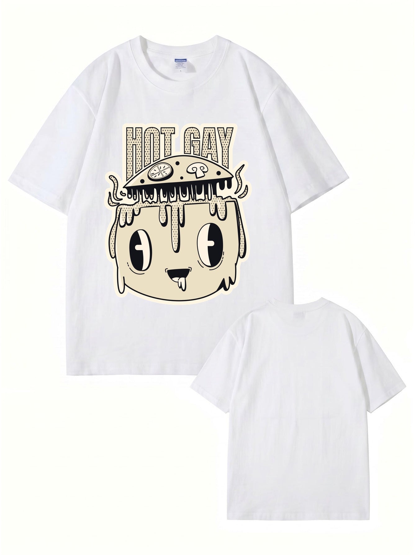 HOT GAY Pizza Graphic Print T-Shirt, Premium 200gsm Cotton Streetwear Tee