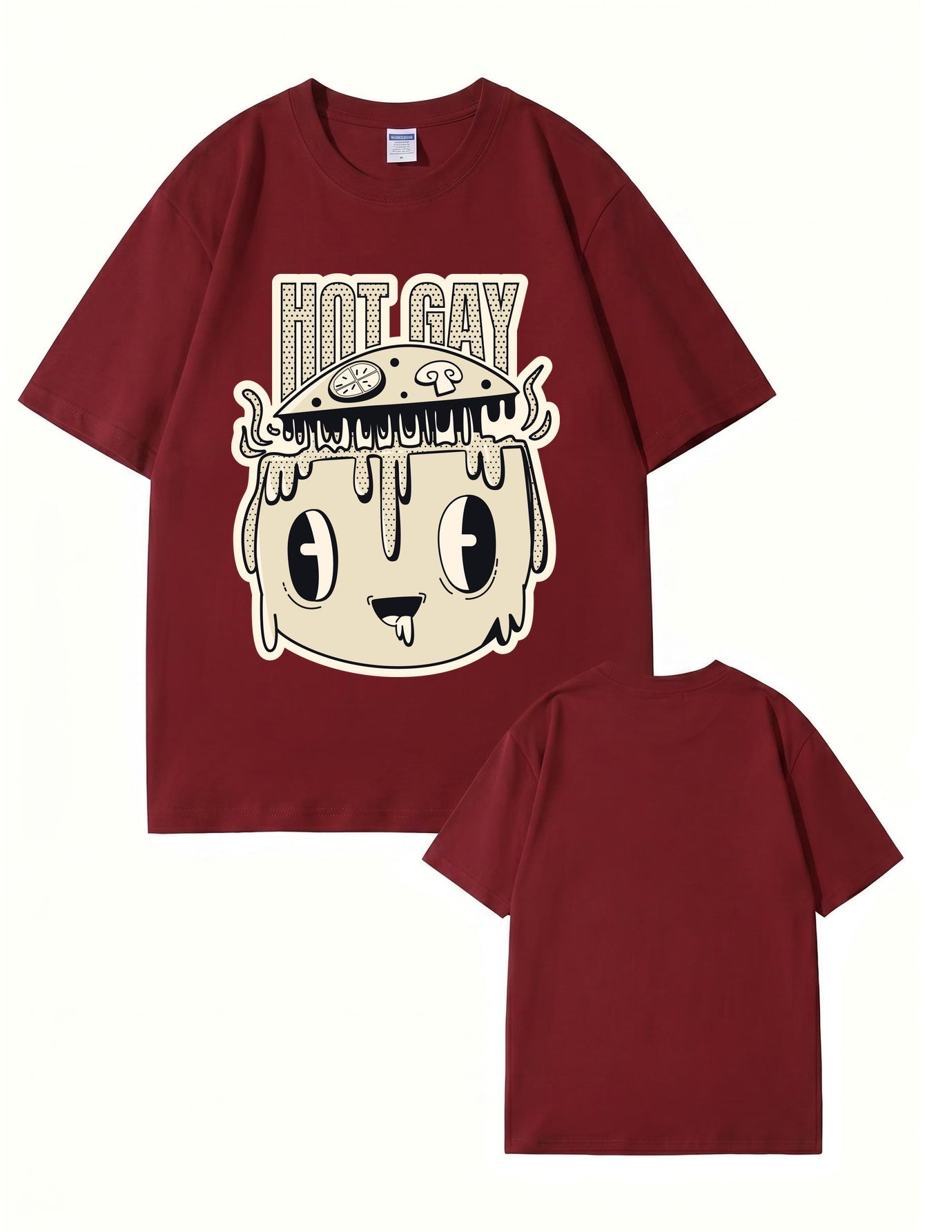 HOT GAY Pizza Graphic Print T-Shirt, Premium 200gsm Cotton Streetwear Tee
