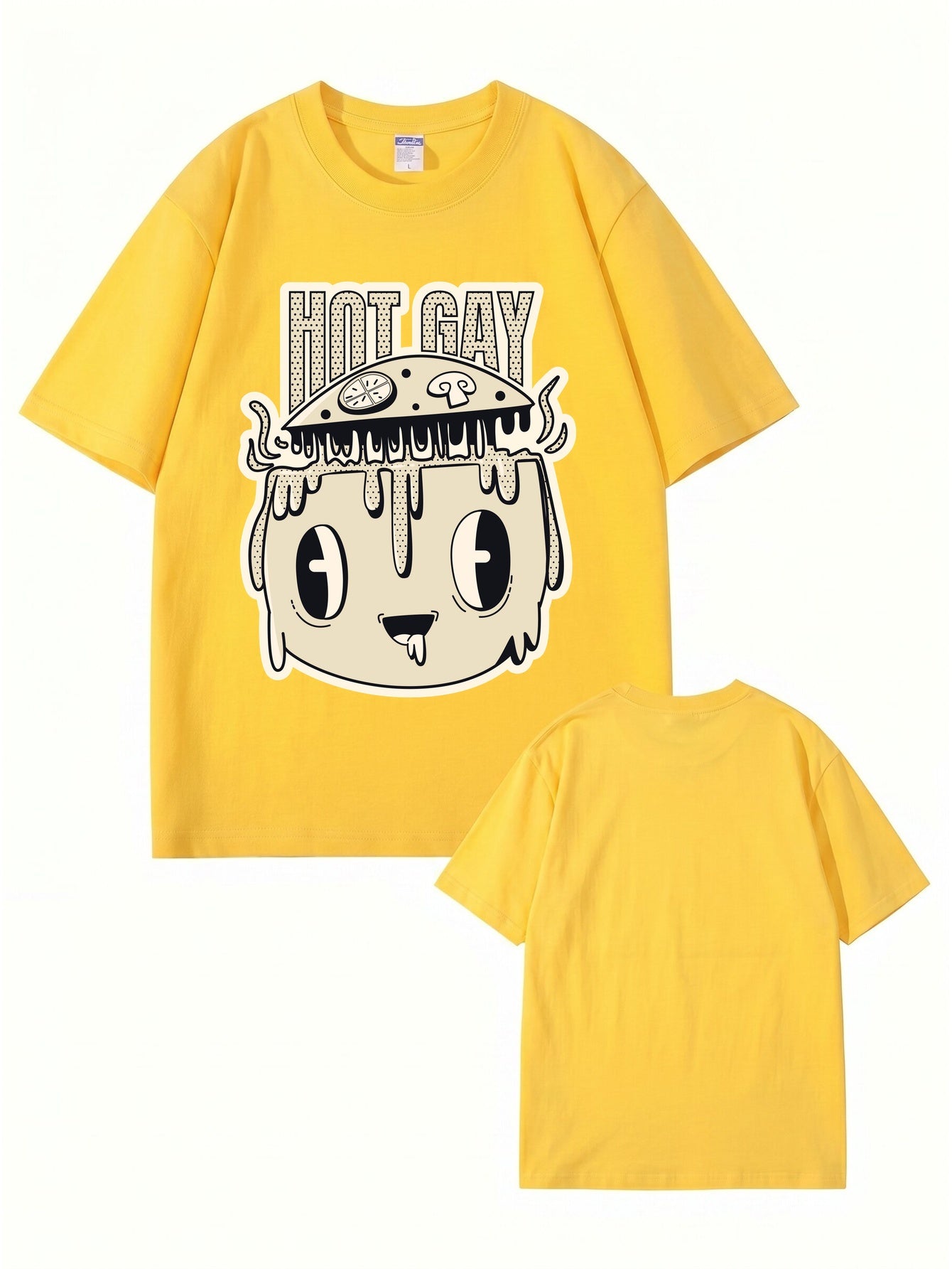 HOT GAY Pizza Graphic Print T-Shirt, Premium 200gsm Cotton Streetwear Tee